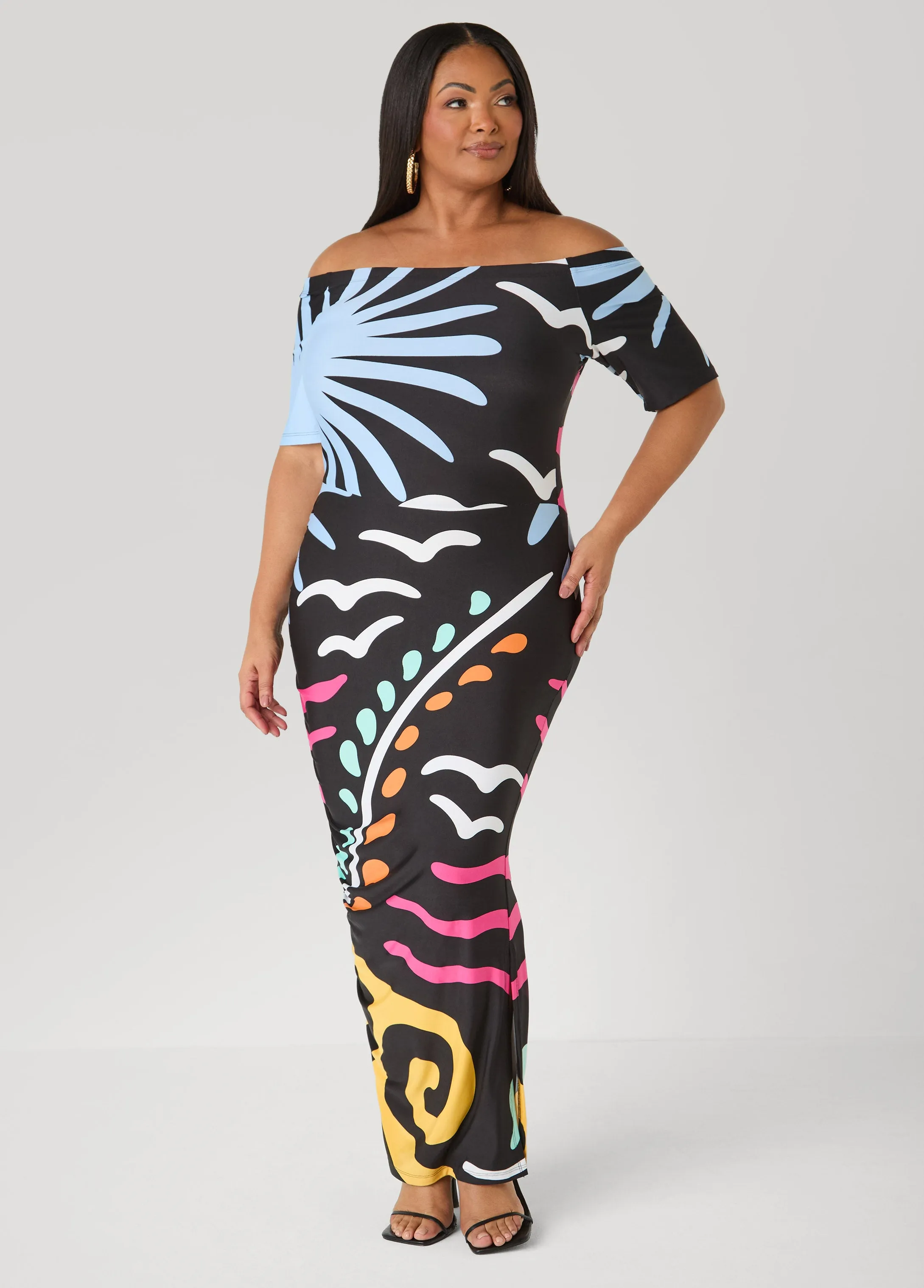 Tropical Off The Shoulder Dress sold by Ashley Stewart