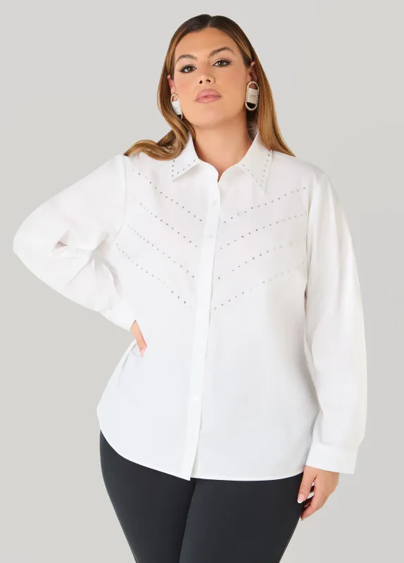 Crystal Cotton Blend Shirt made by Ashley Stewart