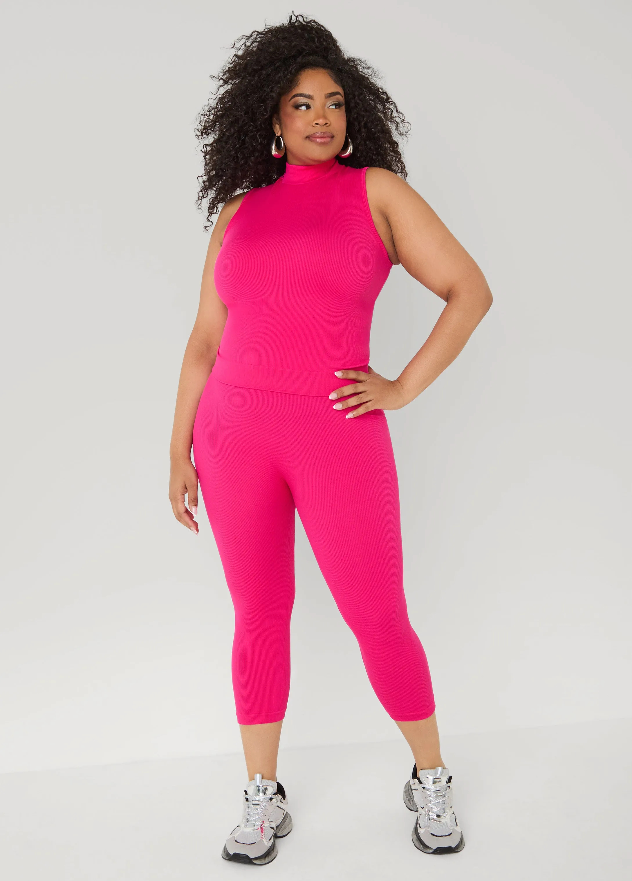 Ribbed Mock Neck Top And Capri Set sold by Ashley Stewart product image thumbnail 5