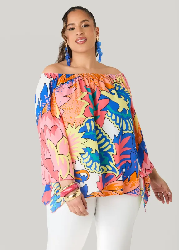 Off The Shoulder Floral Blouse made by Ashley Stewart