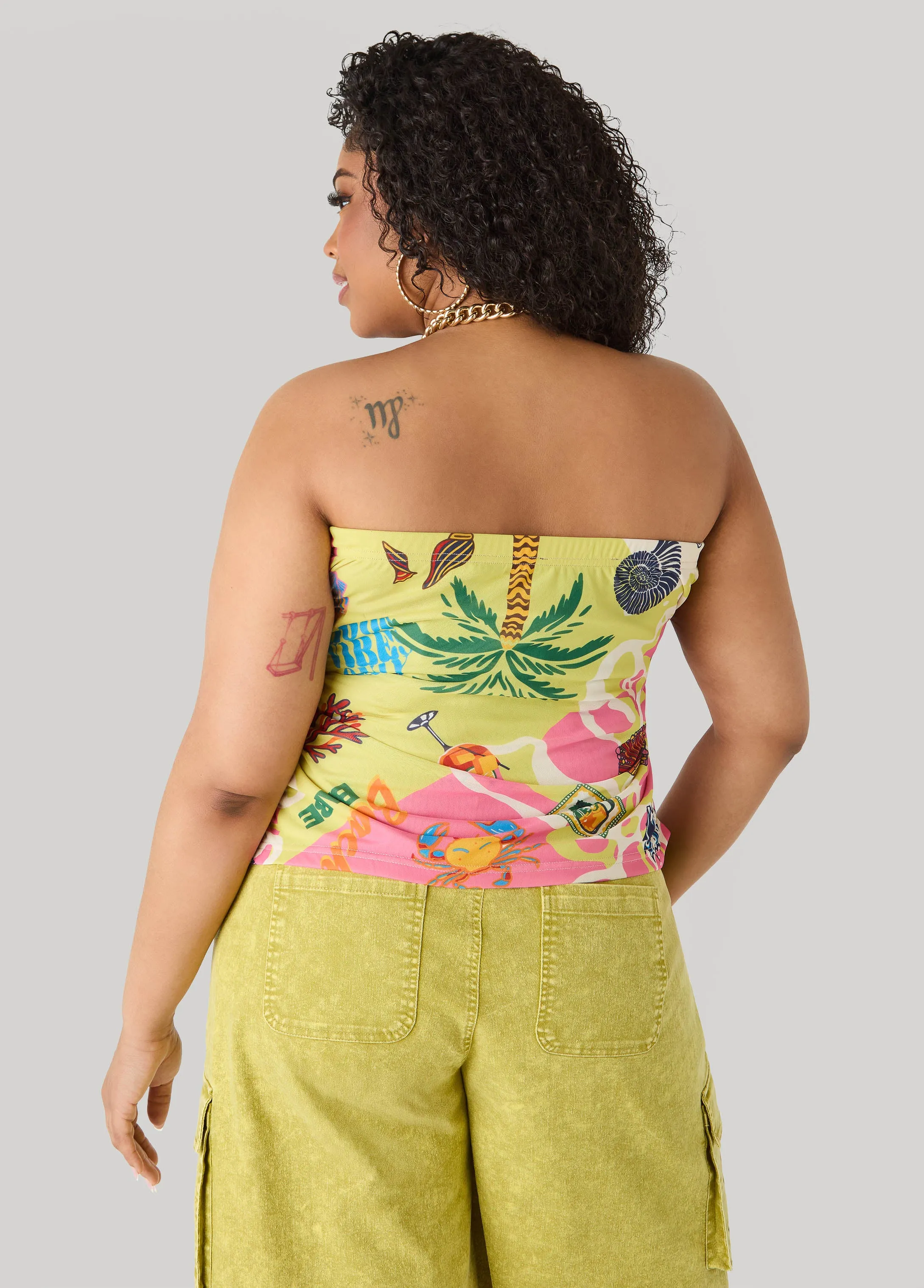 Tropical Print Mesh Tube Top sold by Ashley Stewart product image thumbnail 2