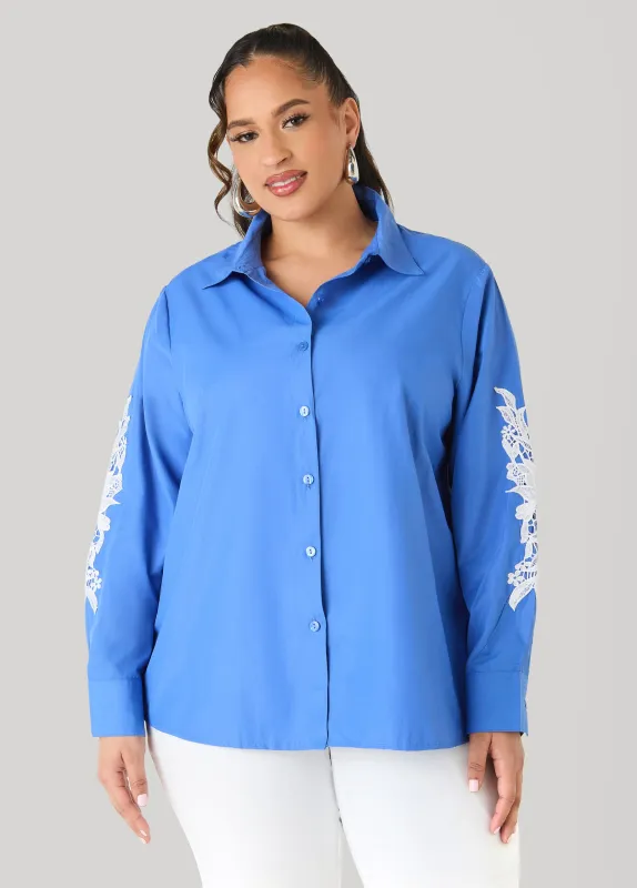 Applique Cotton Blend Shirt made by Ashley Stewart