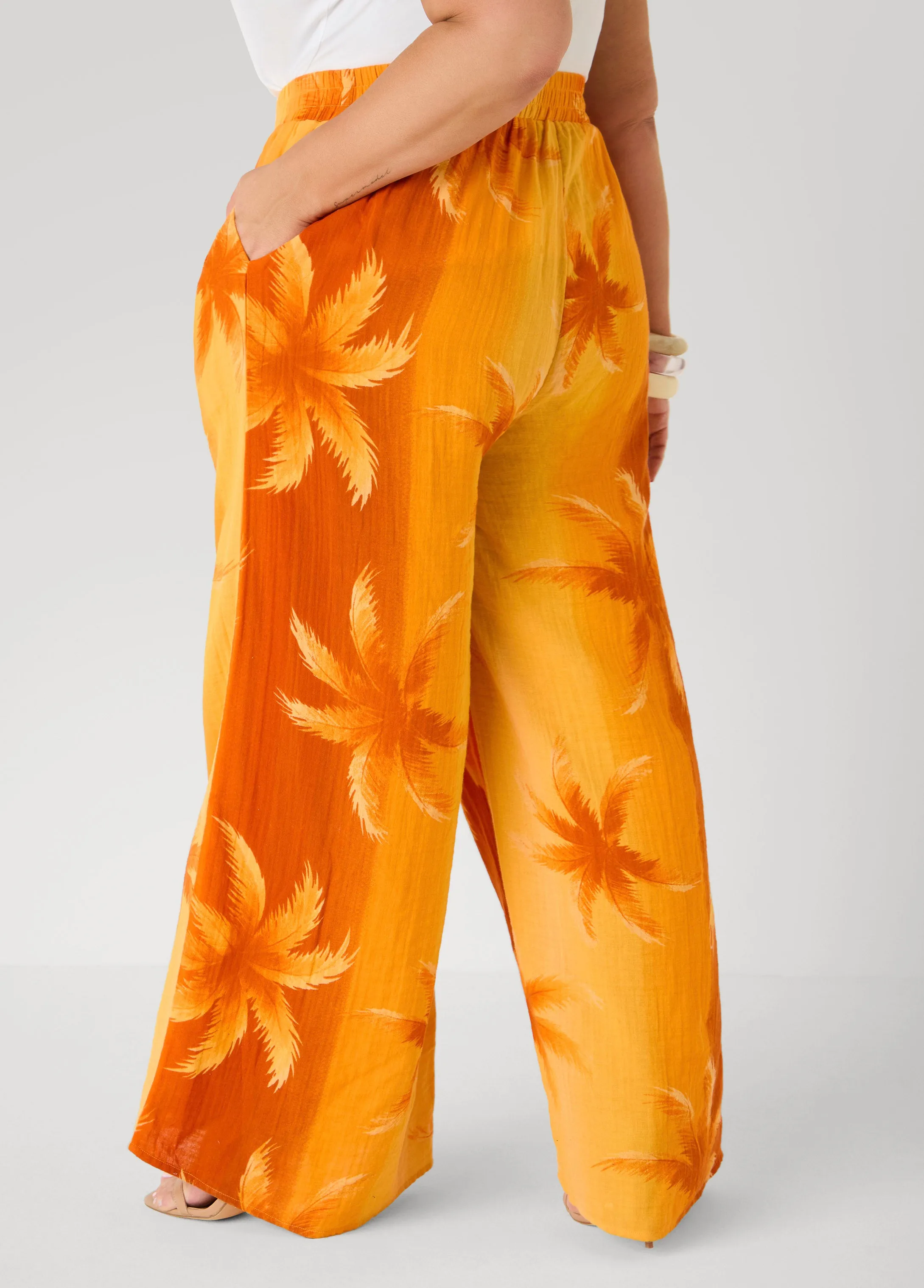 Palm Print Cotton Gauze Pants sold by Ashley Stewart product image thumbnail 2