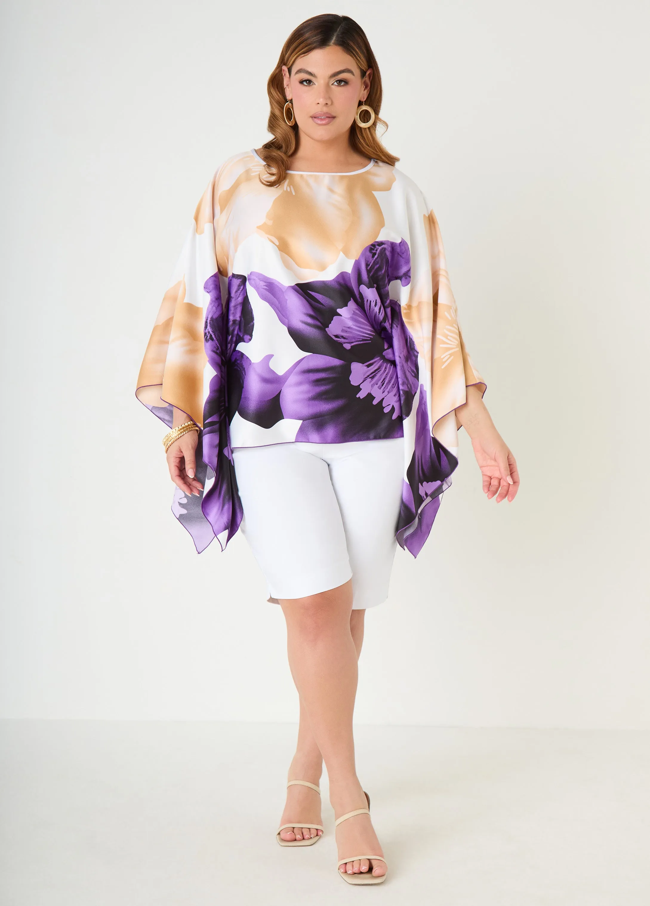 Floral Print Satin Tunic sold by Ashley Stewart product image thumbnail 5