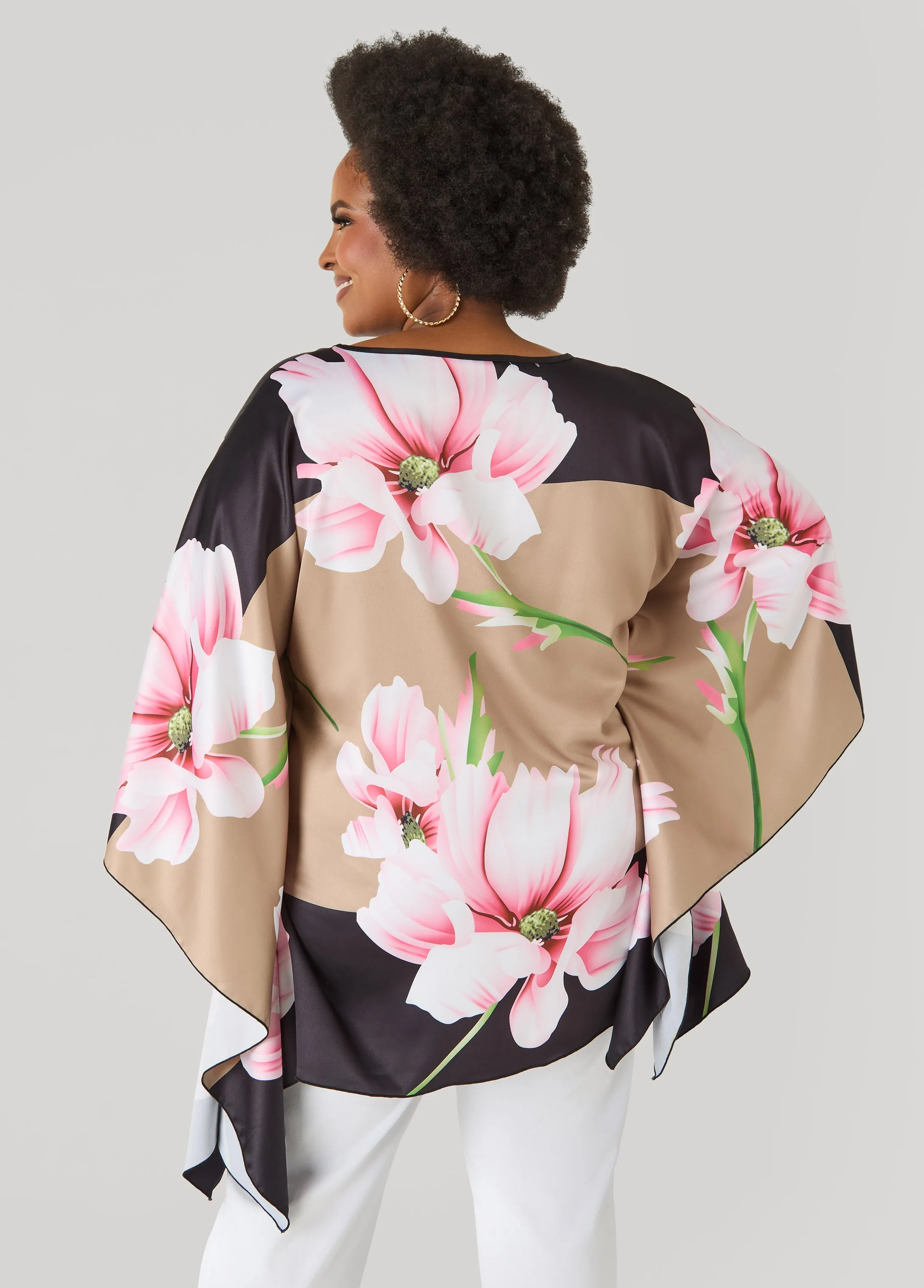 Floral Print Satin Tunic sold by Ashley Stewart product image thumbnail 2
