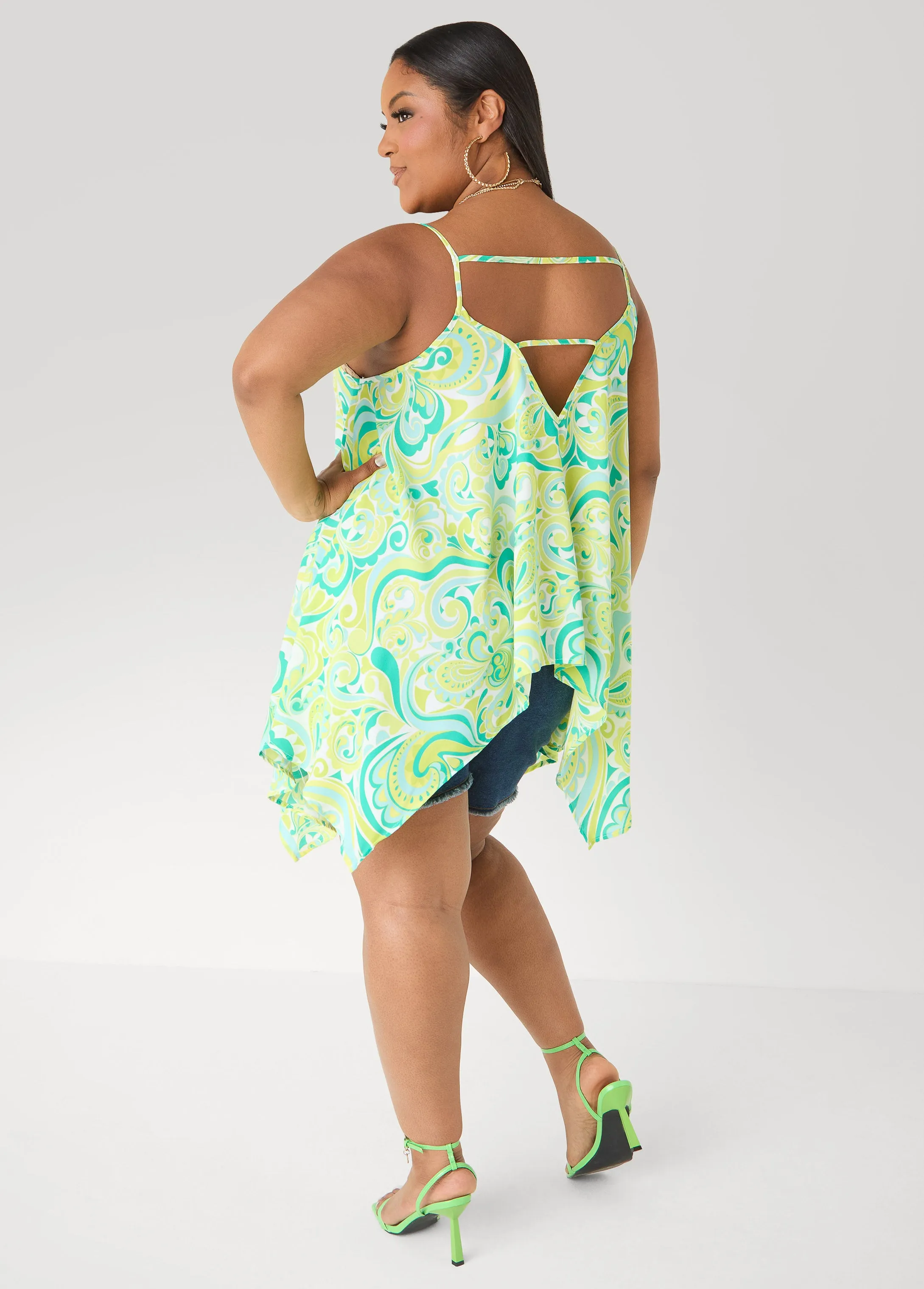 Paisley Print Handkerchief Tank sold by Ashley Stewart product image thumbnail 2
