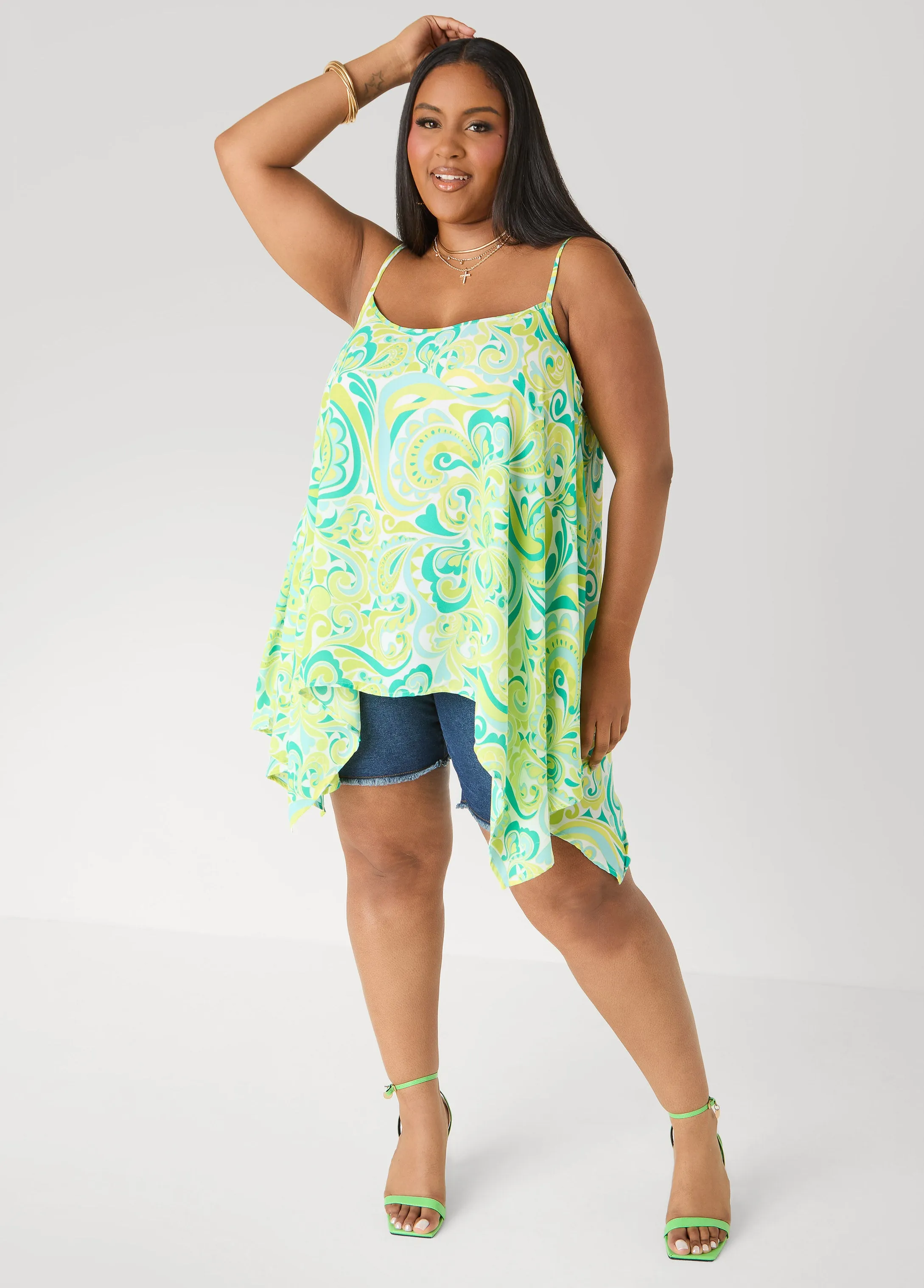 Paisley Print Handkerchief Tank sold by Ashley Stewart product image thumbnail 4