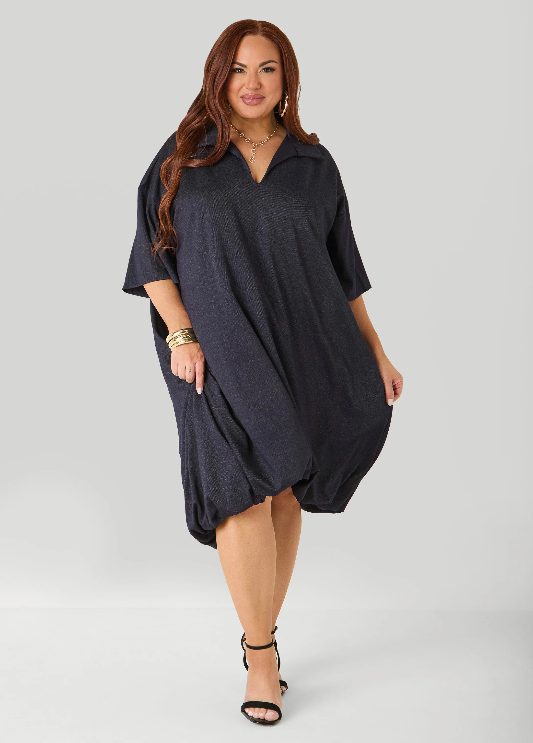 Denim Hi Low Bubble Dress sold by Ashley Stewart product image thumbnail 3