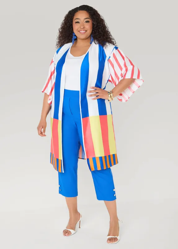 Striped Satin Kimono made by Ashley Stewart
