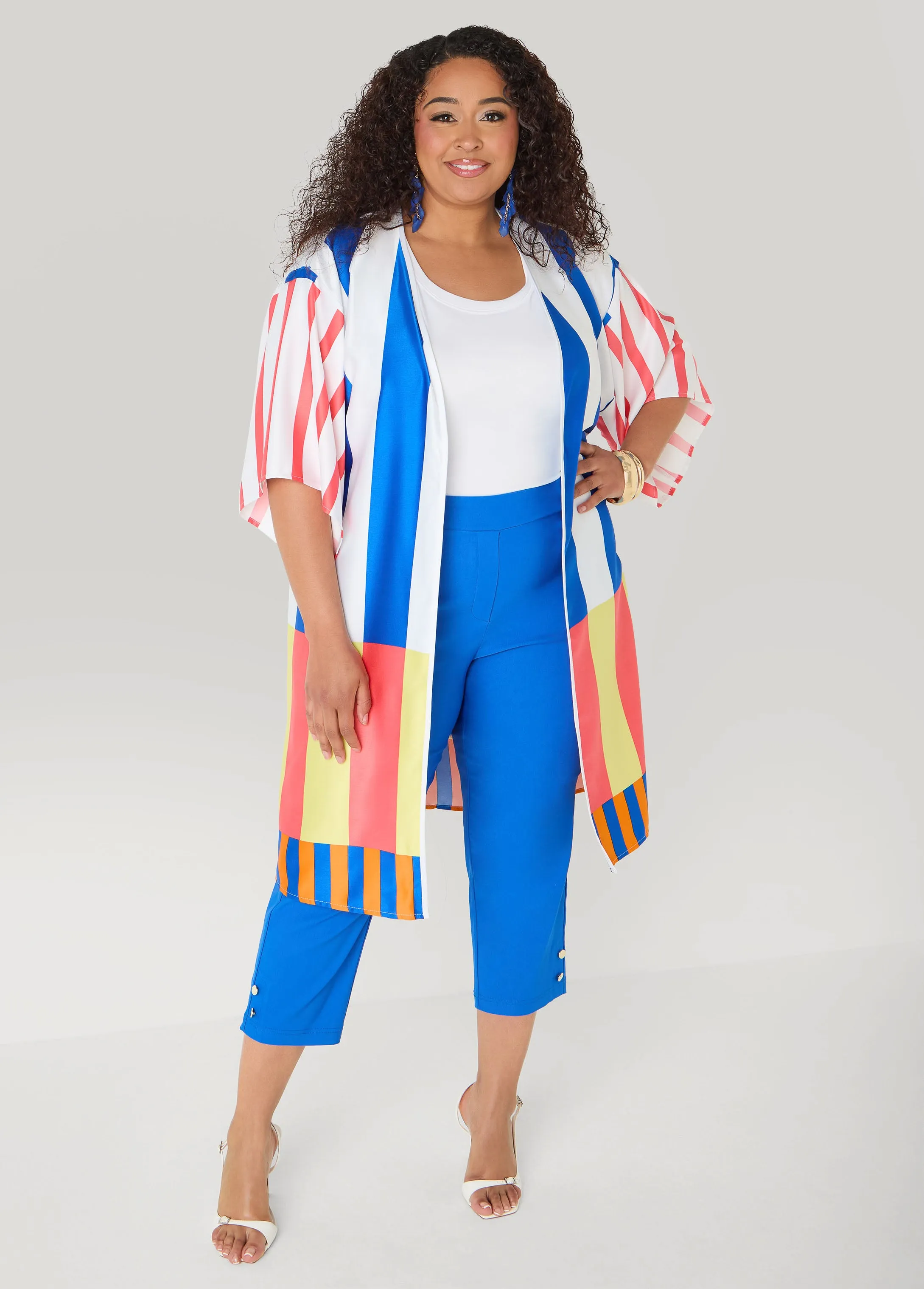 Striped Satin Kimono sold by Ashley Stewart product image thumbnail 4