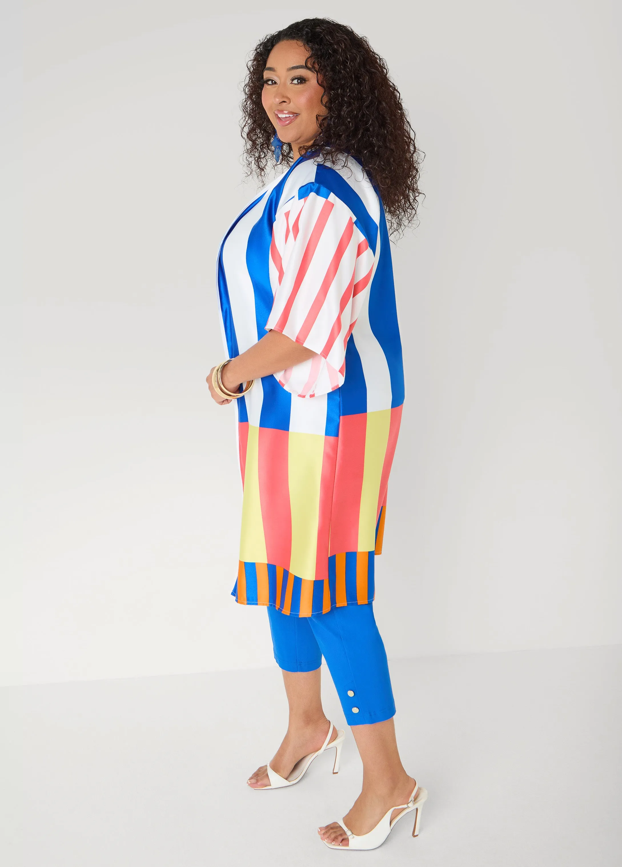 Striped Satin Kimono sold by Ashley Stewart product image thumbnail 3