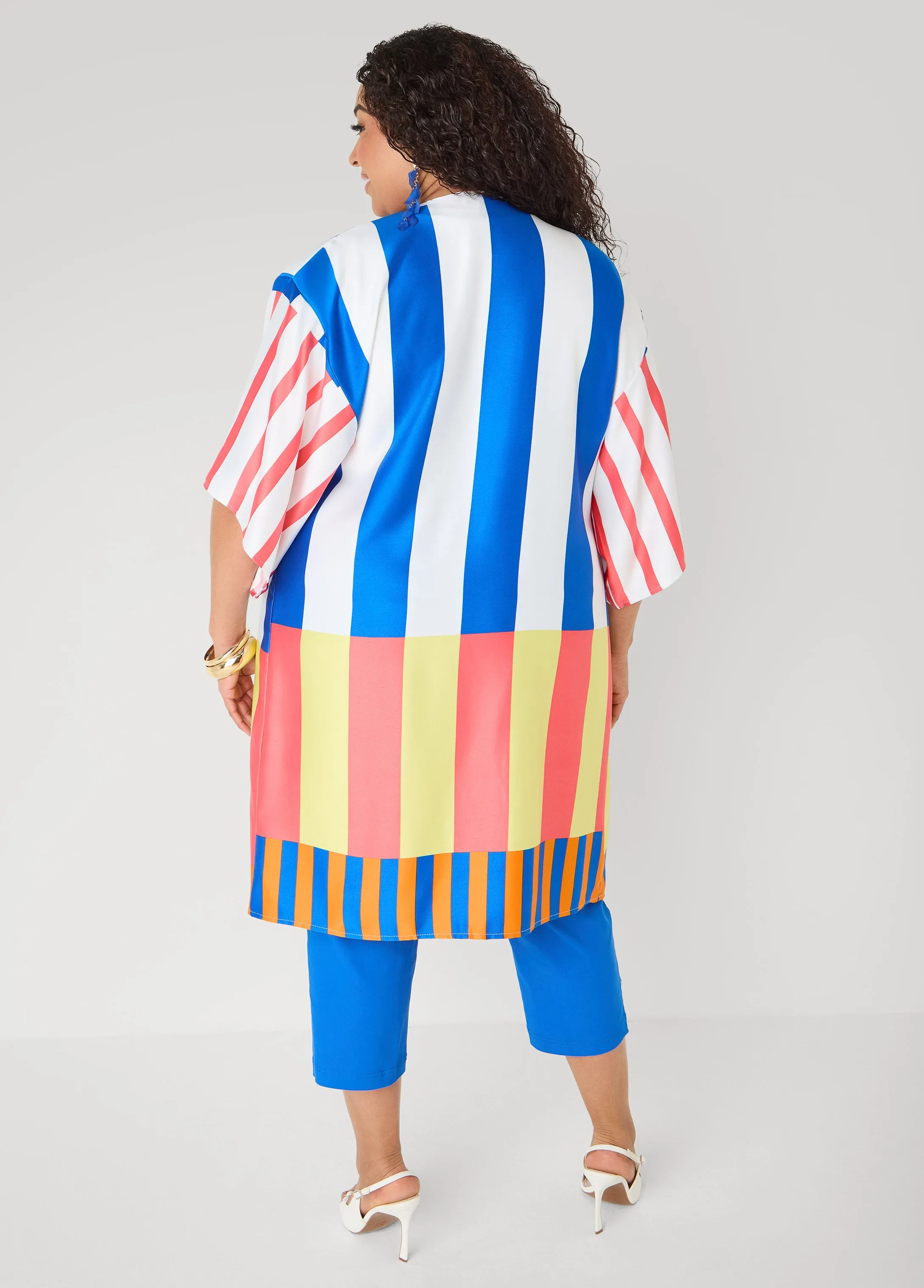 Striped Satin Kimono sold by Ashley Stewart product image thumbnail 2