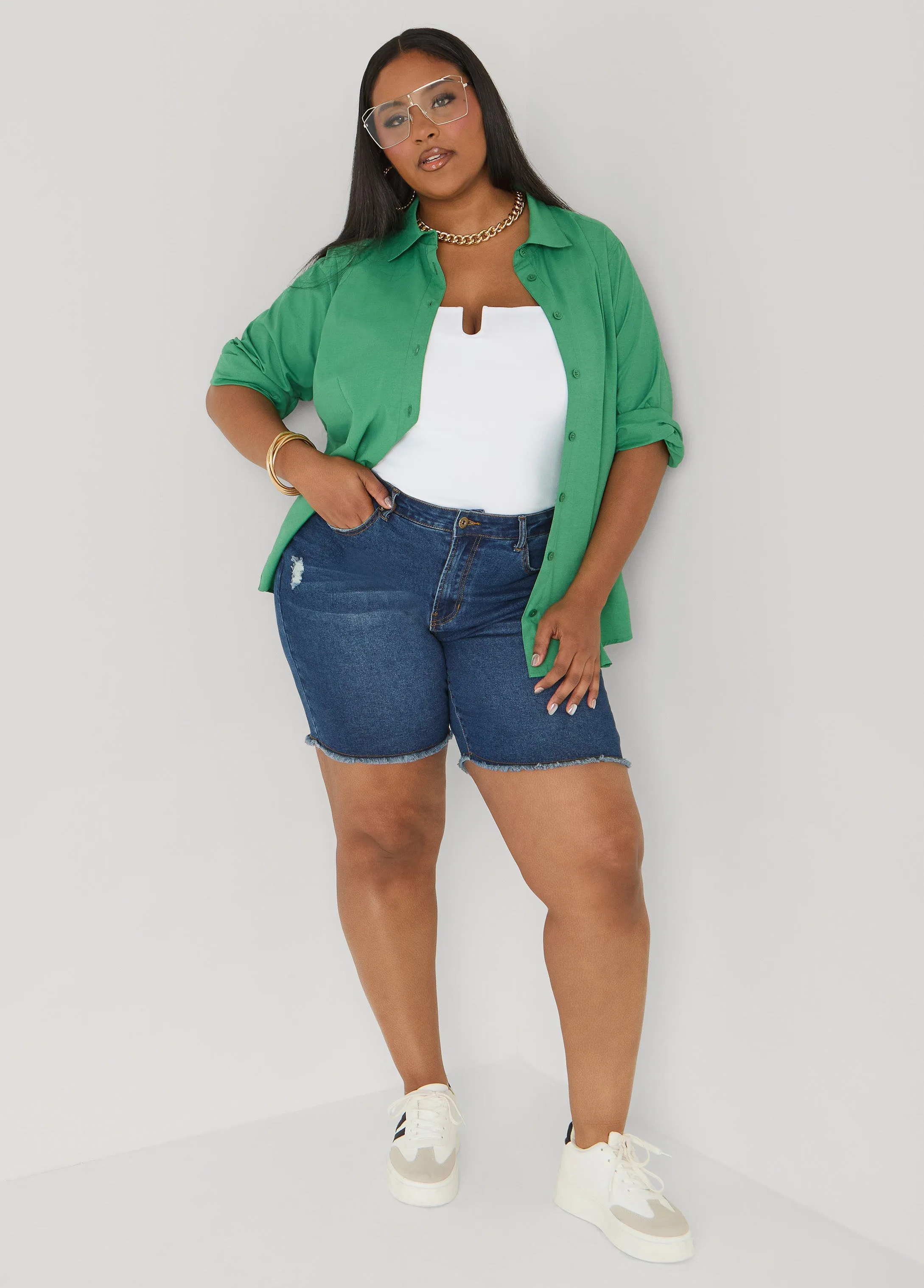 Tall Collared Cotton Blend Shirt sold by Ashley Stewart product image thumbnail 3