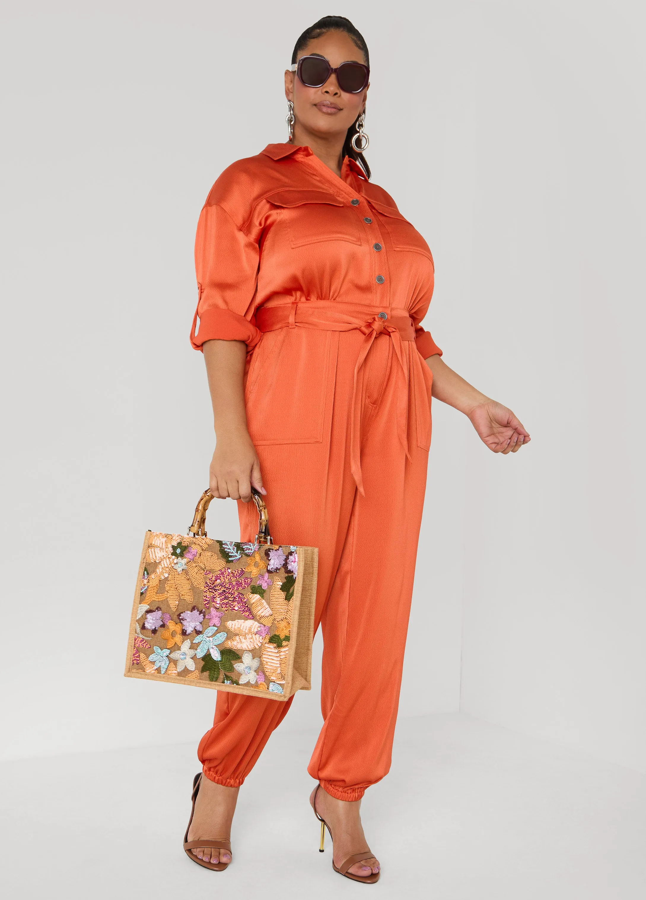 Floral Embellished Canvas Tote sold by Ashley Stewart product image thumbnail 2