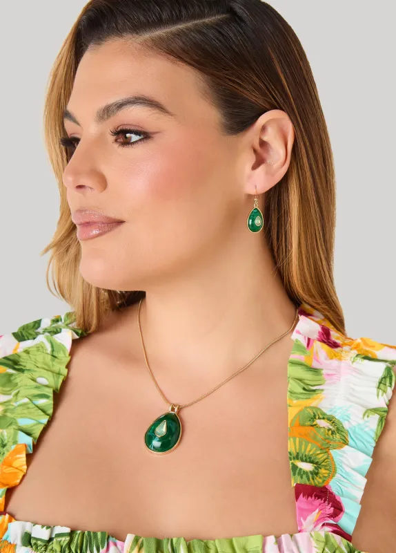 Teardrop Stone Necklace Set made by Ashley Stewart