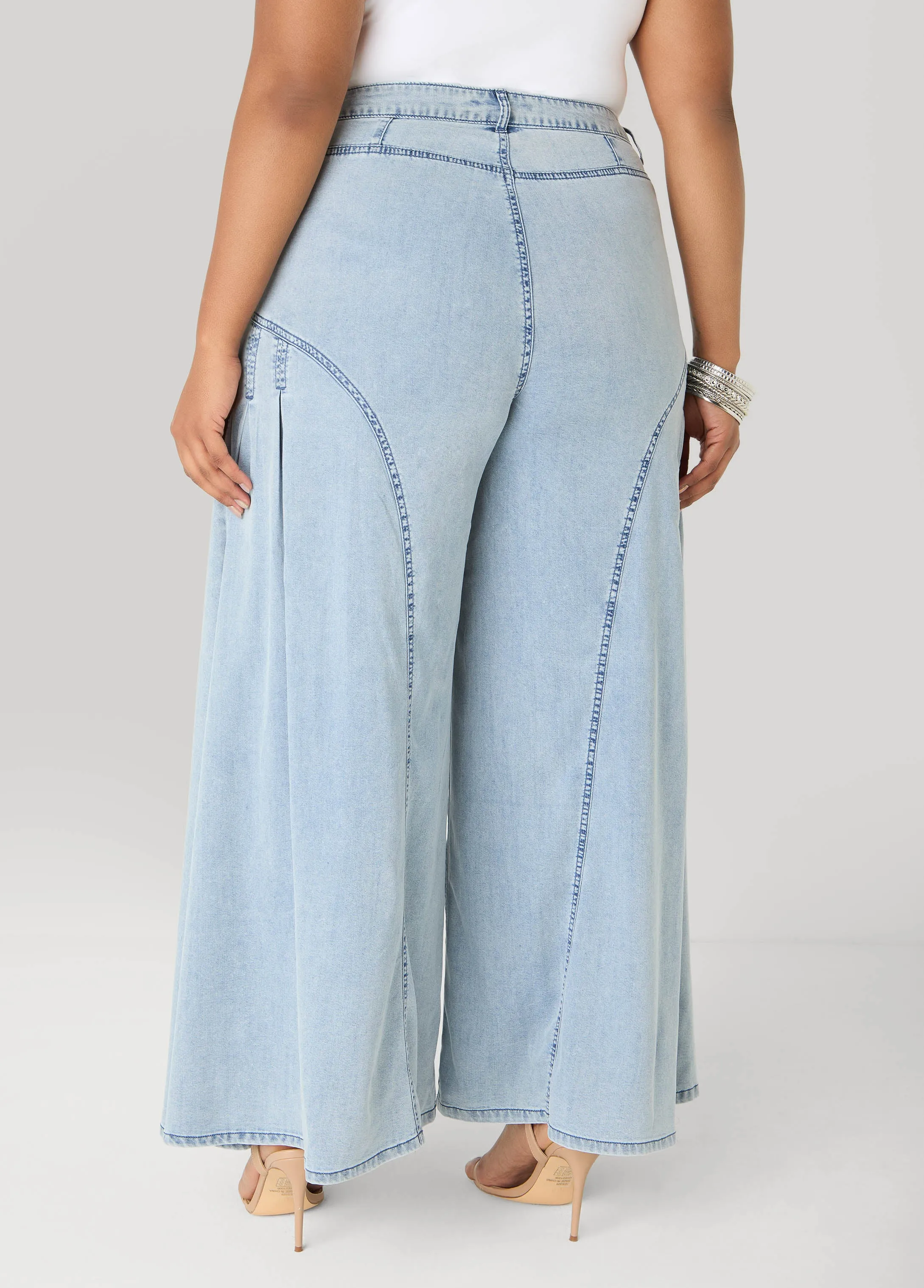 Pleated Wide Leg Chambray Pants sold by Ashley Stewart product image thumbnail 2