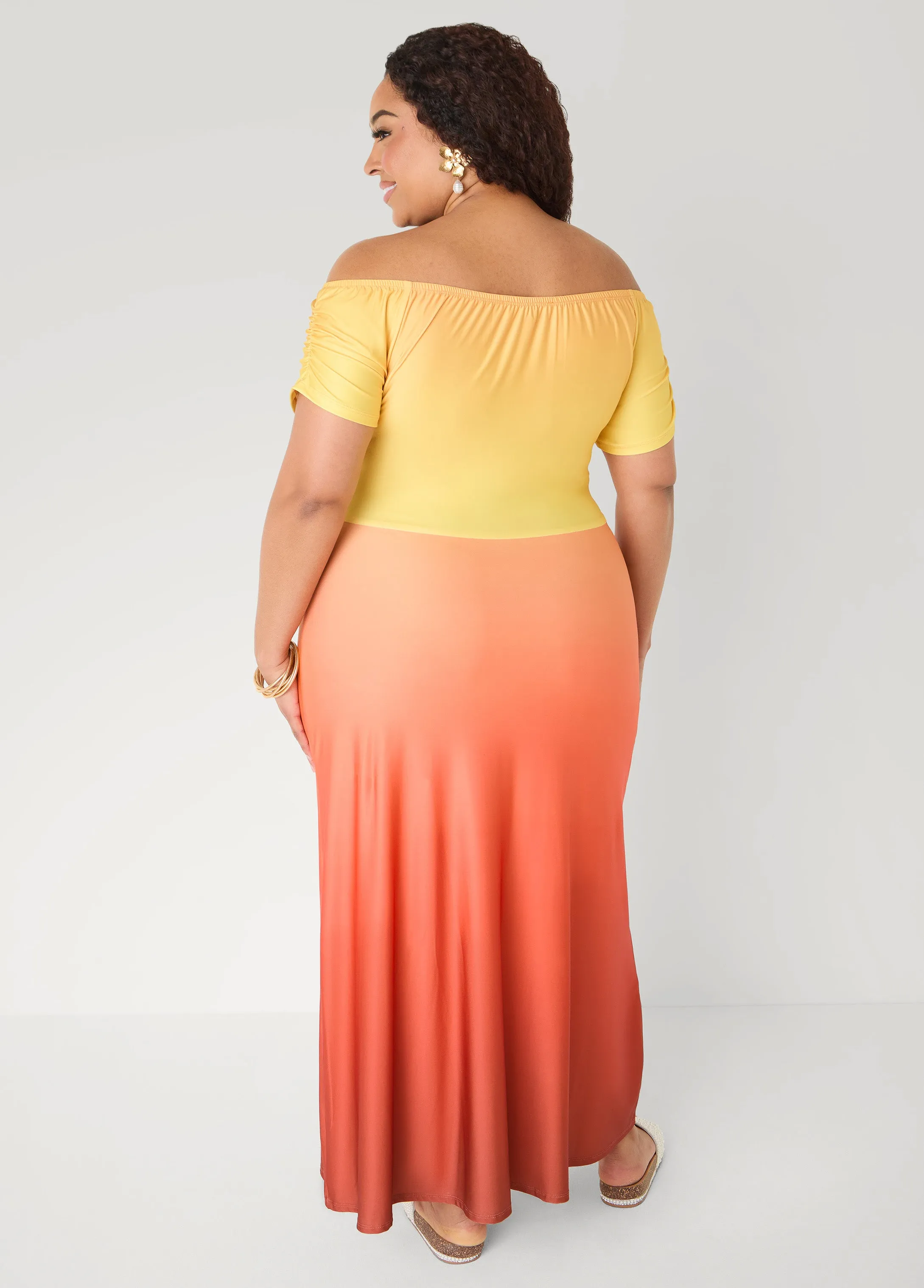 Tall Ombre Off The Shoulder Maxi Dress sold by Ashley Stewart product image thumbnail 2