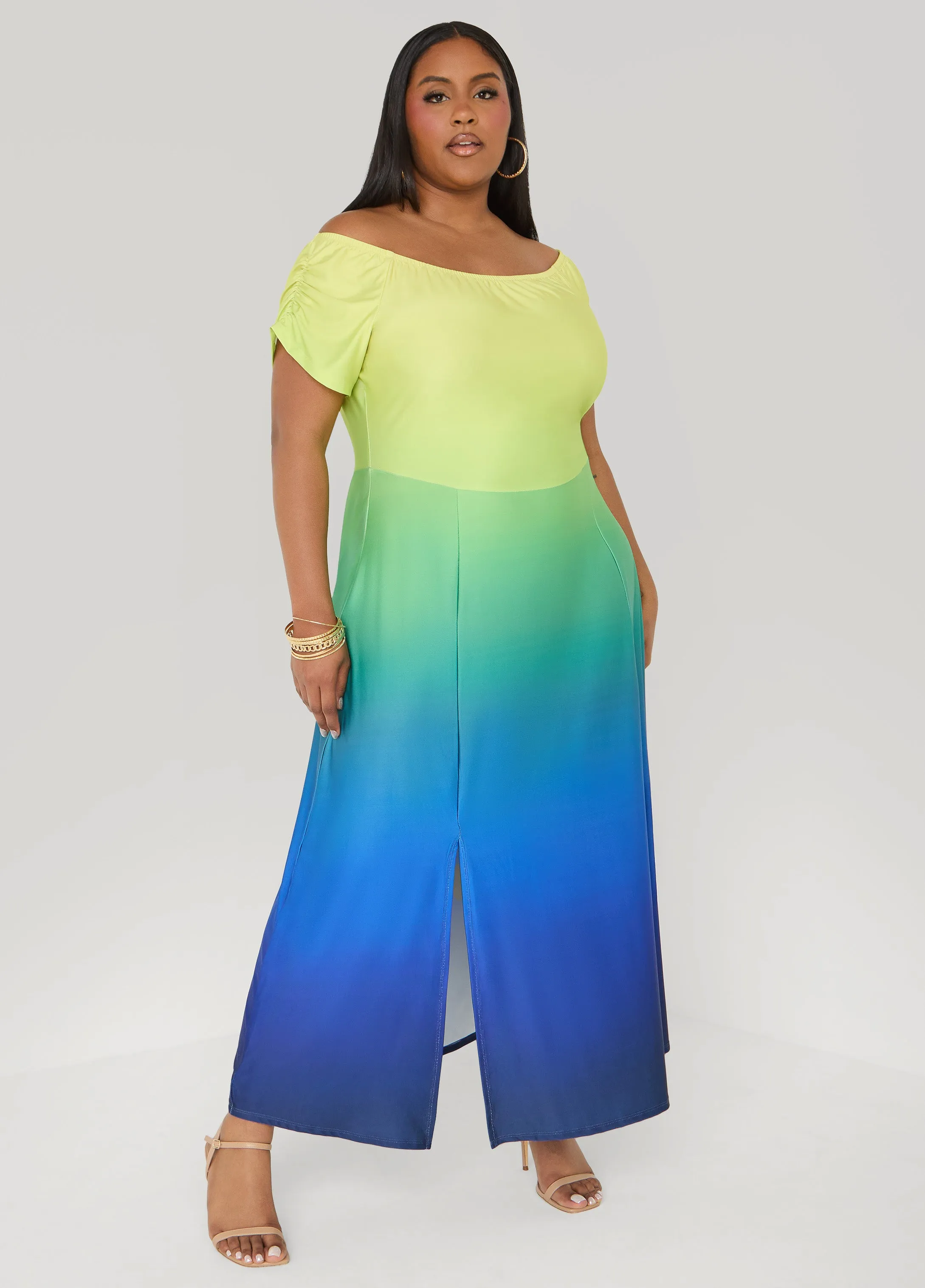 Tall Ombre Off The Shoulder Maxi Dress sold by Ashley Stewart product image thumbnail 5