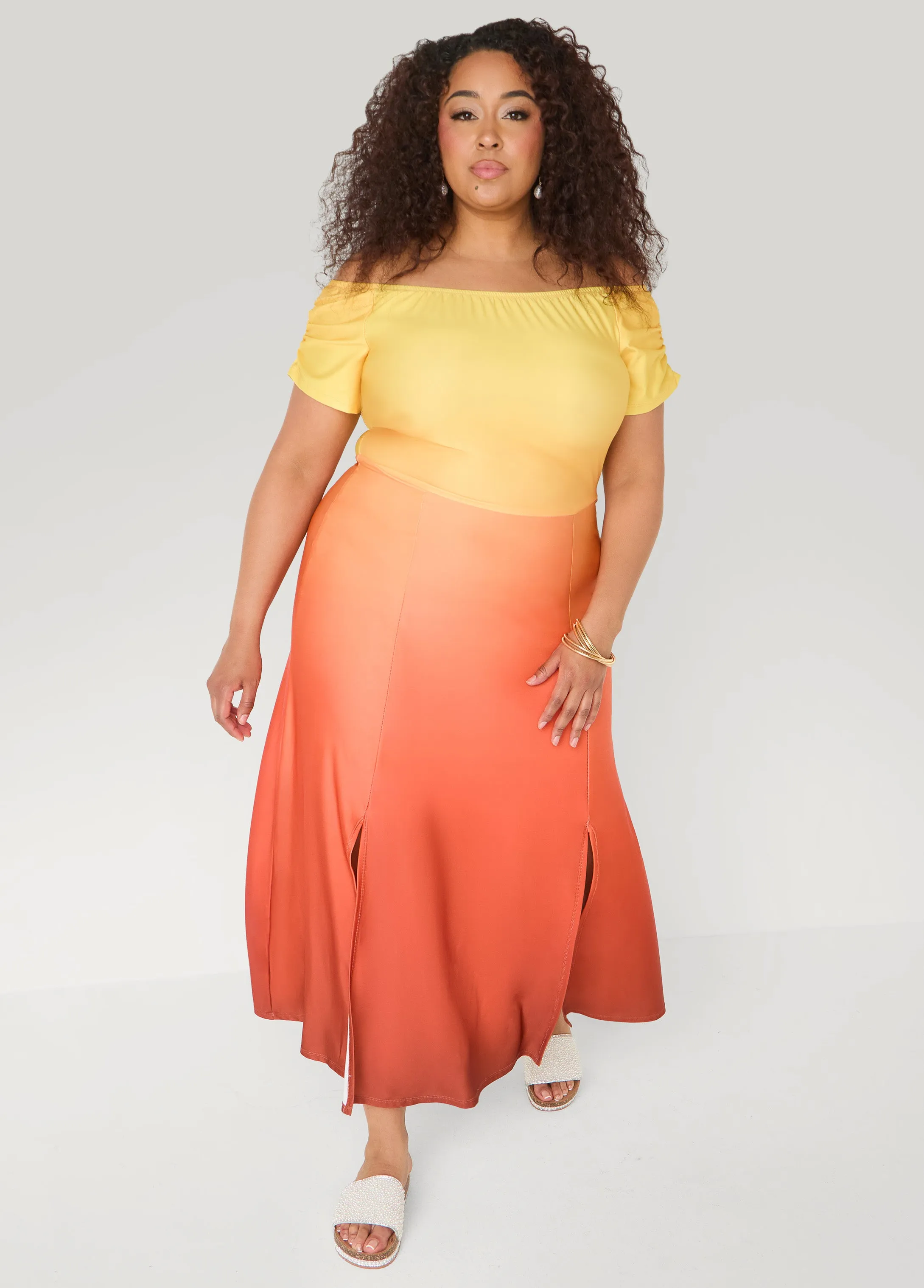 Tall Ombre Off The Shoulder Maxi Dress sold by Ashley Stewart product image thumbnail 3