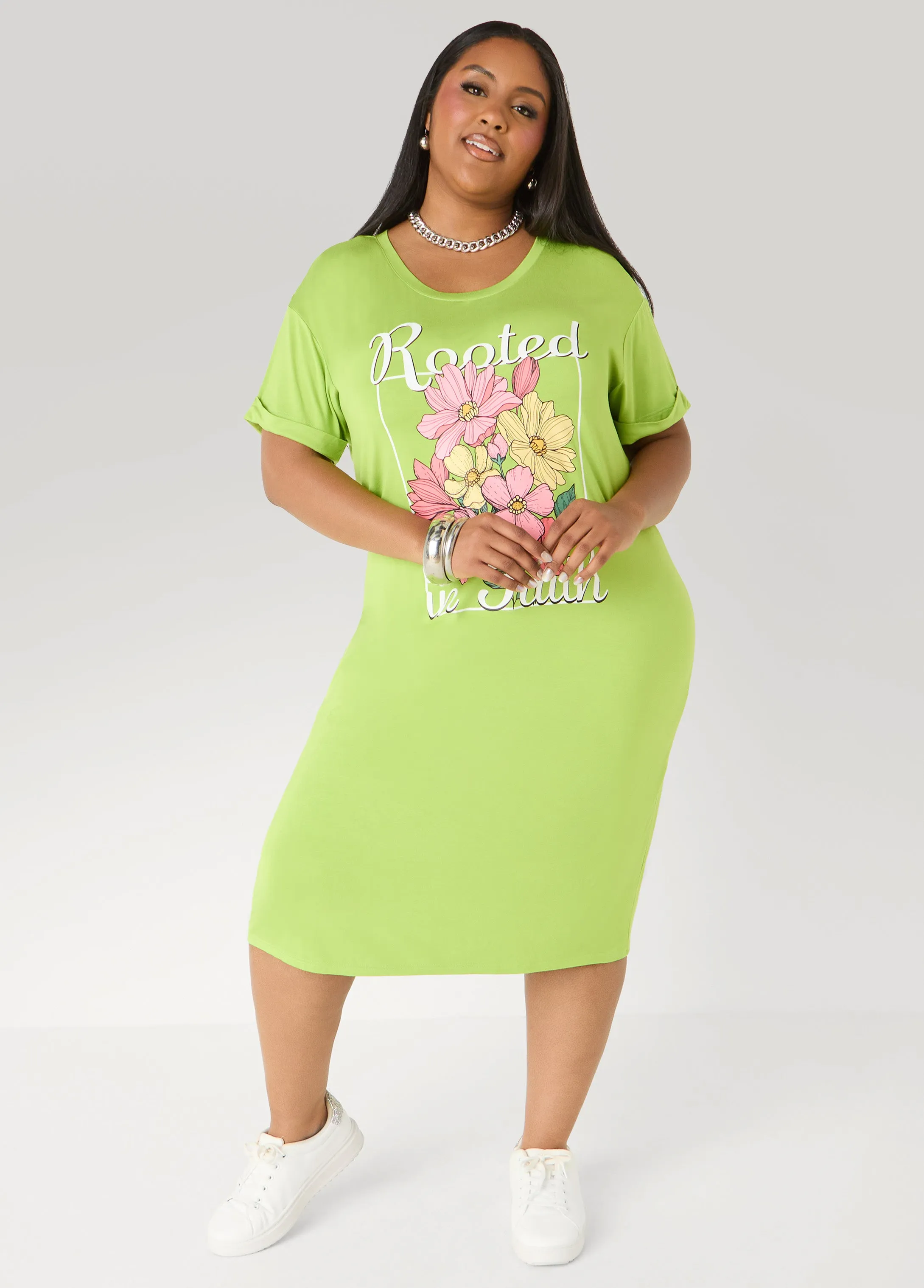 Rooted In Faith T Shirt Dress sold by Ashley Stewart product image thumbnail 3