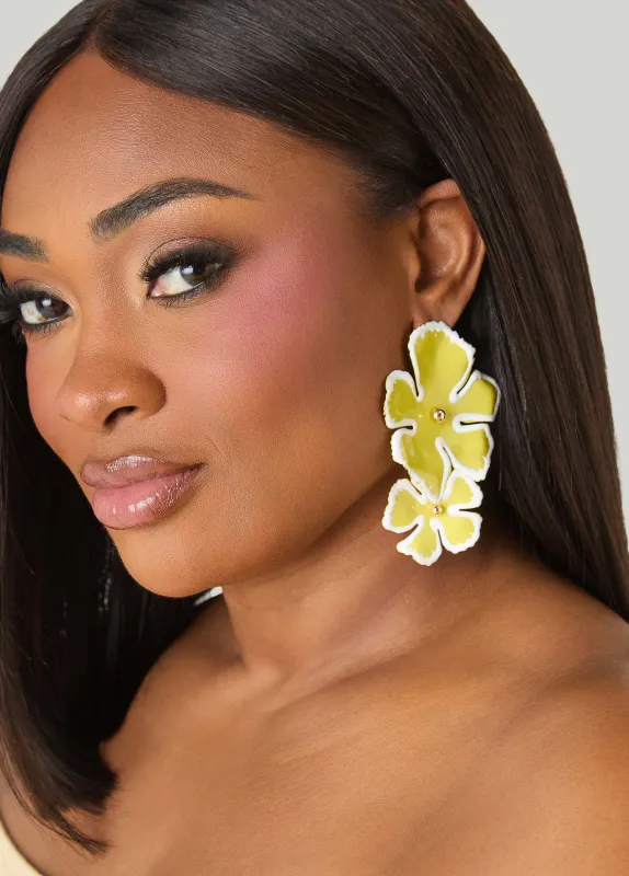 Painted Flower Dangle Earrings made by Ashley Stewart