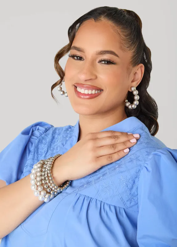 Silver Bracelet And Earrings Set made by Ashley Stewart