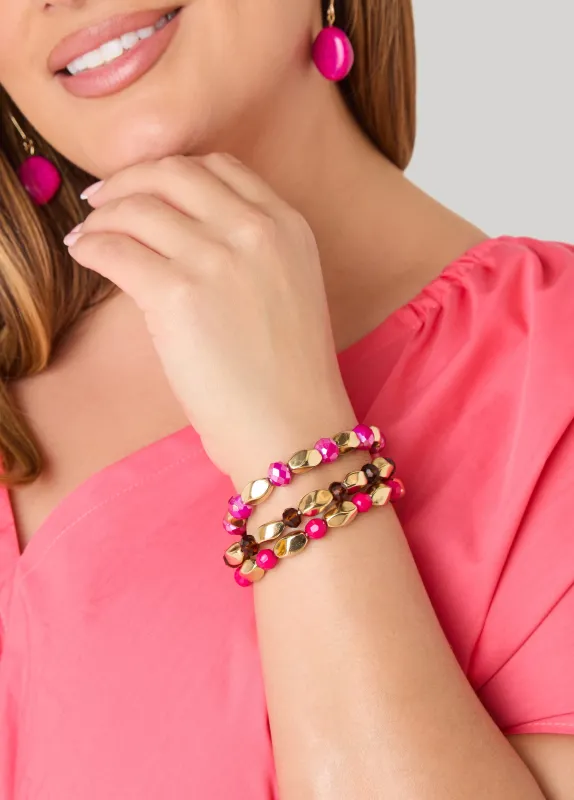 Beaded Gold Tone Bracelet Set made by Ashley Stewart