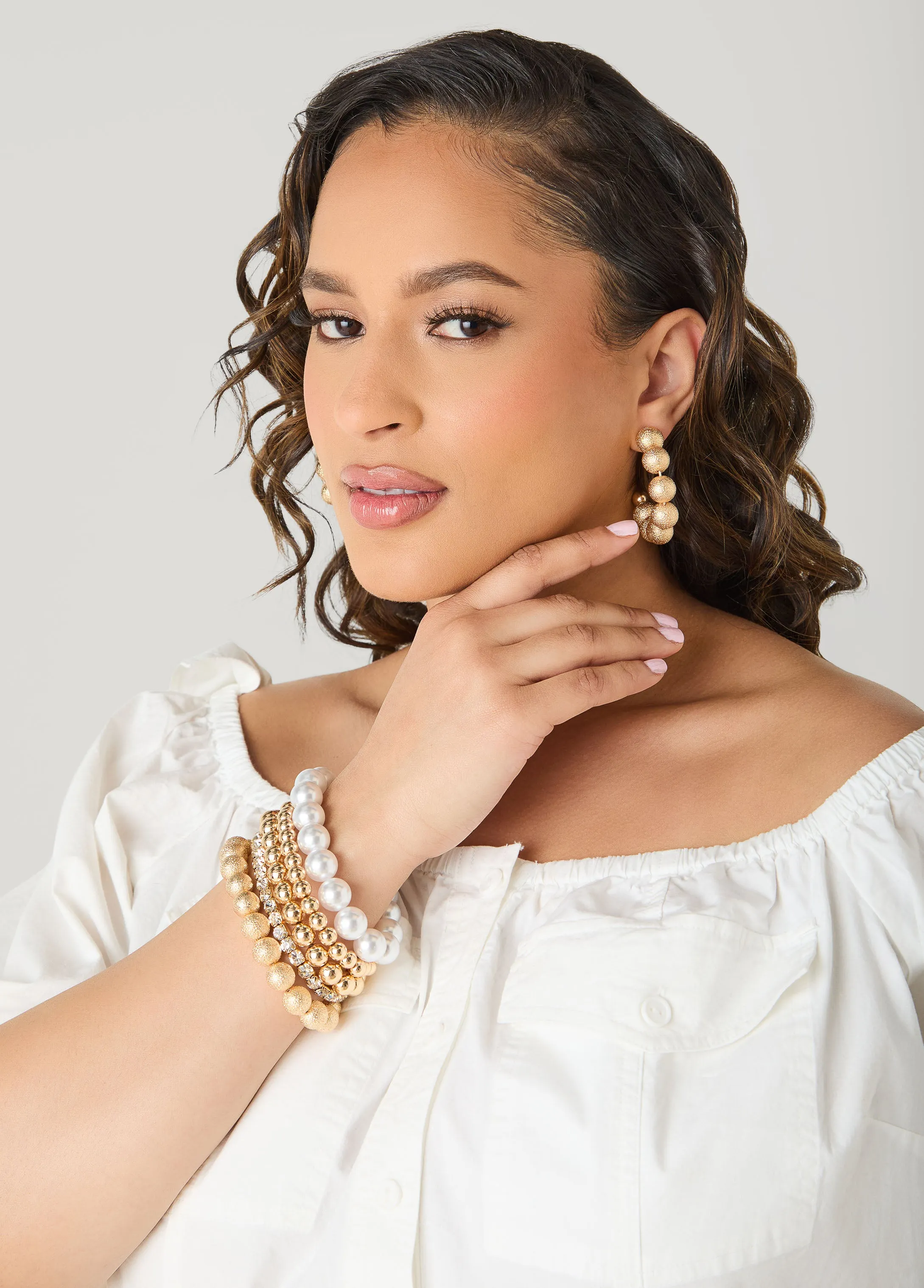 Gold Bracelet And Earrings Set sold by Ashley Stewart