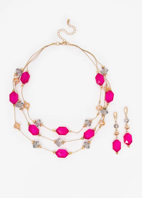 Layered Beaded Necklace Set made by Ashley Stewart