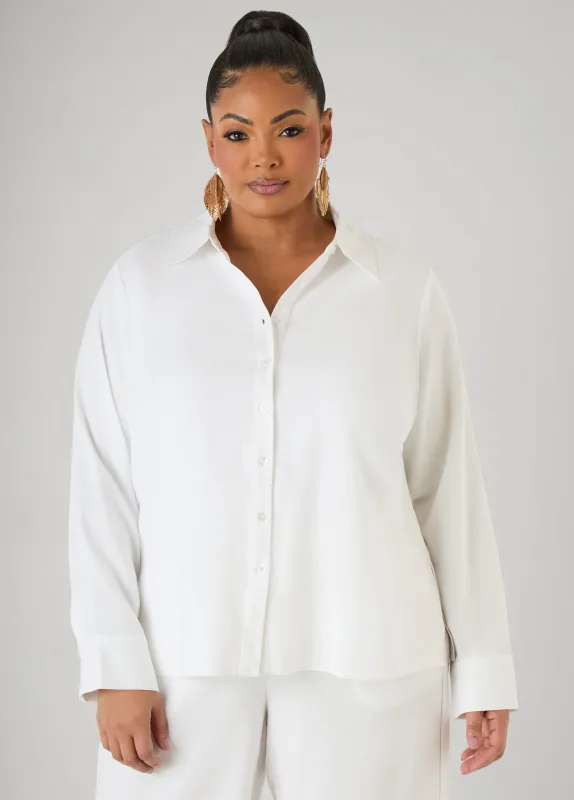 Long Sleeved Linen Blend Shirt made by Ashley Stewart