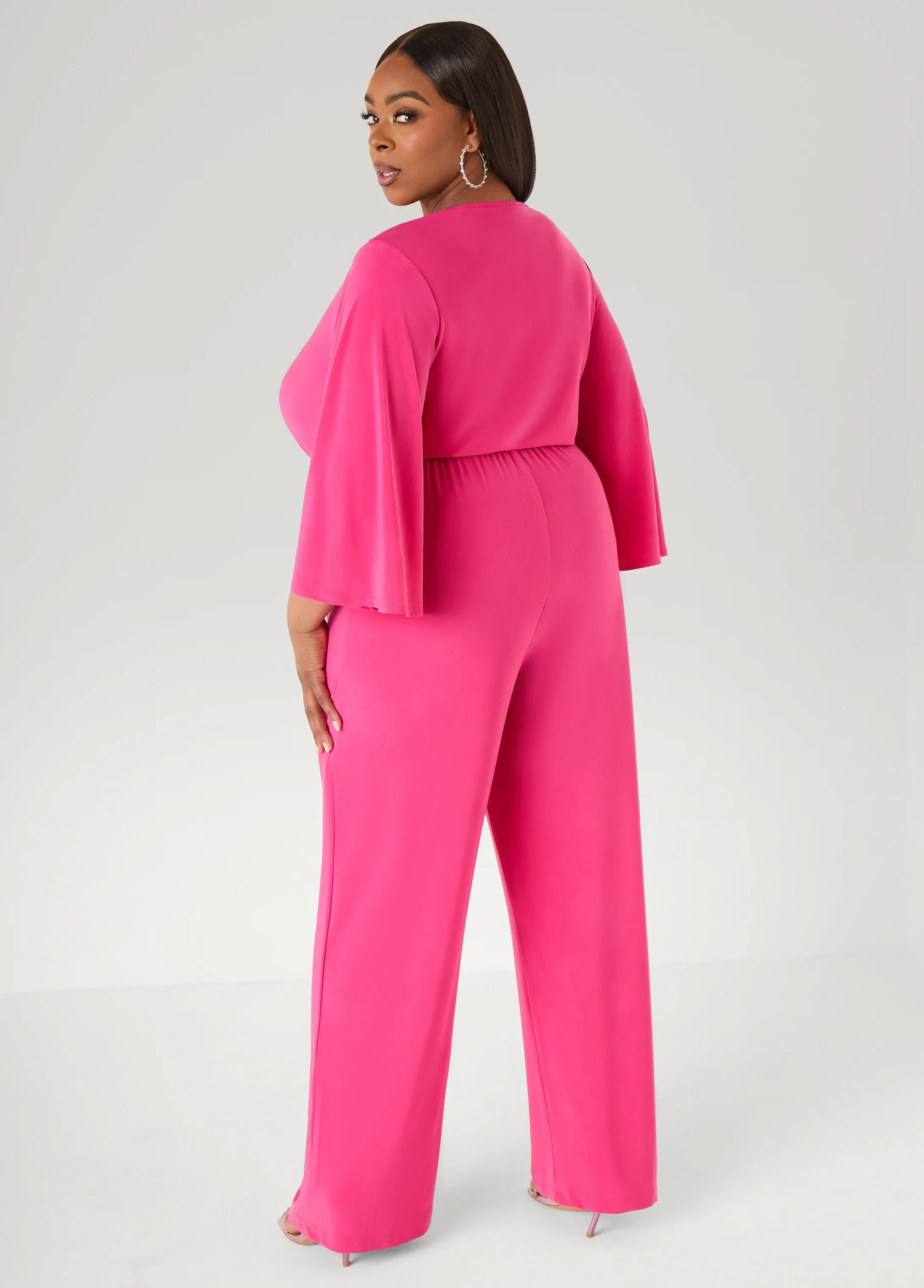 Stretch Knit Faux Wrap Jumpsuit sold by Ashley Stewart product image thumbnail 5