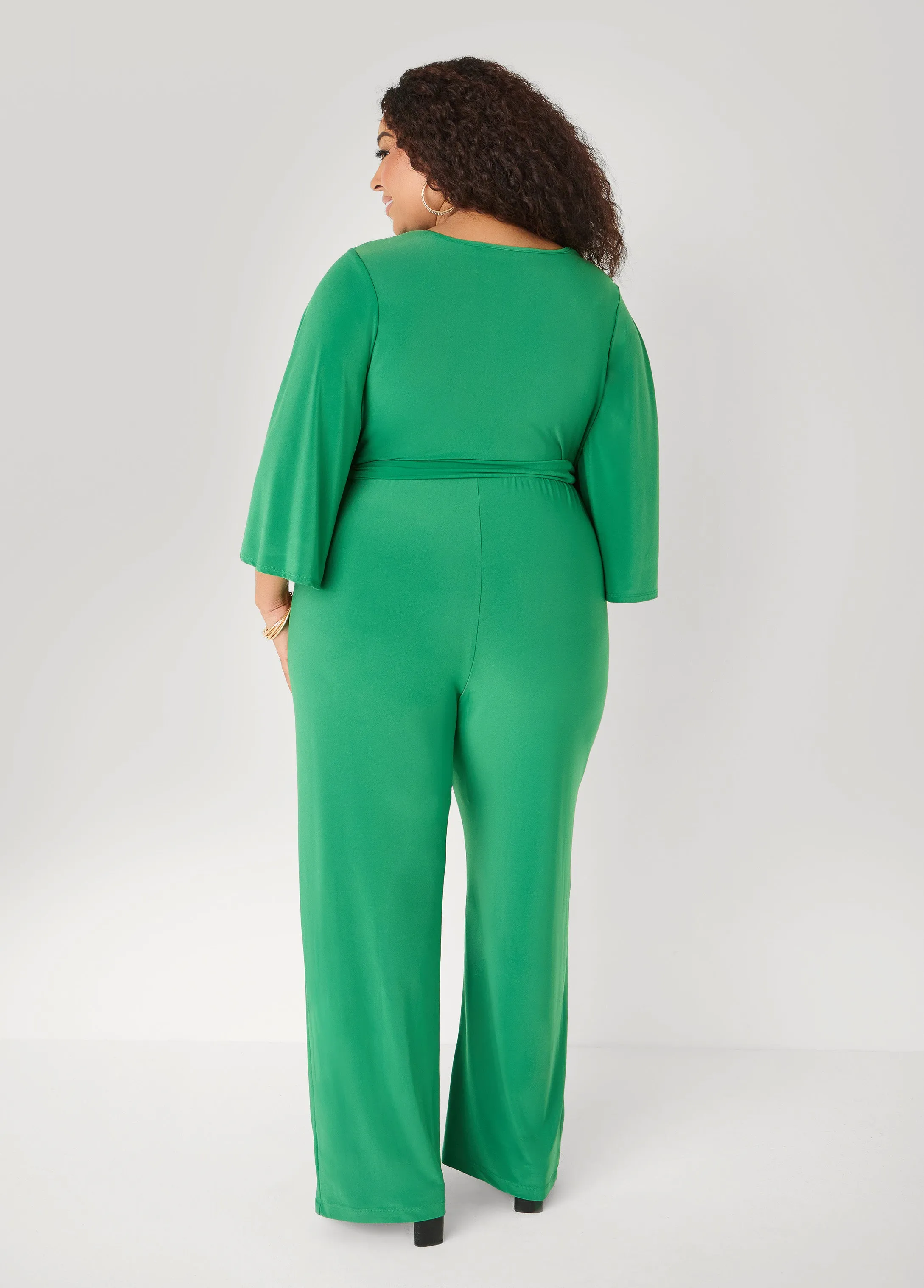 Stretch Knit Faux Wrap Jumpsuit sold by Ashley Stewart product image thumbnail 2