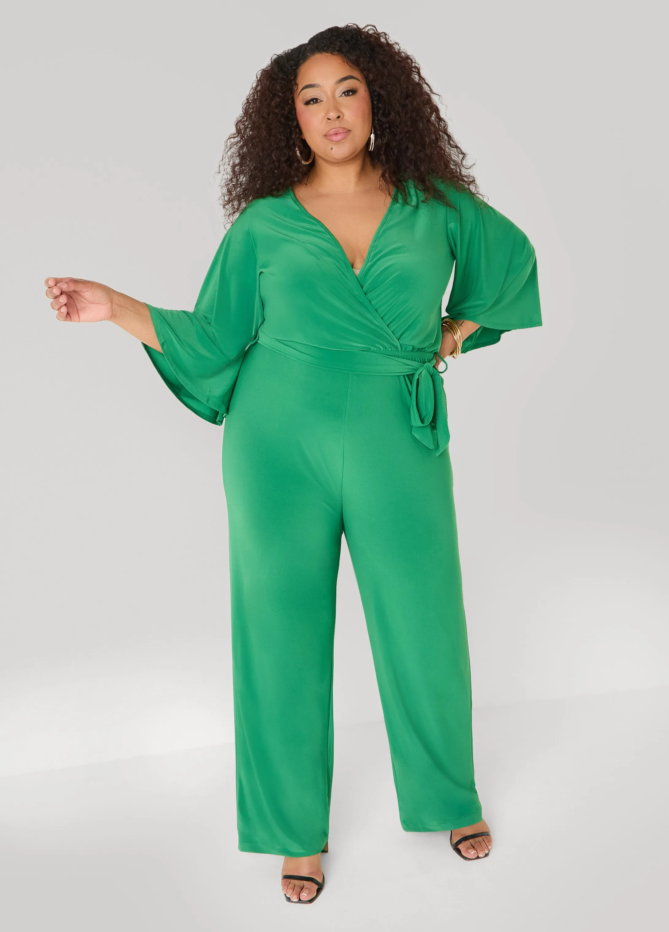 Stretch Knit Faux Wrap Jumpsuit sold by Ashley Stewart