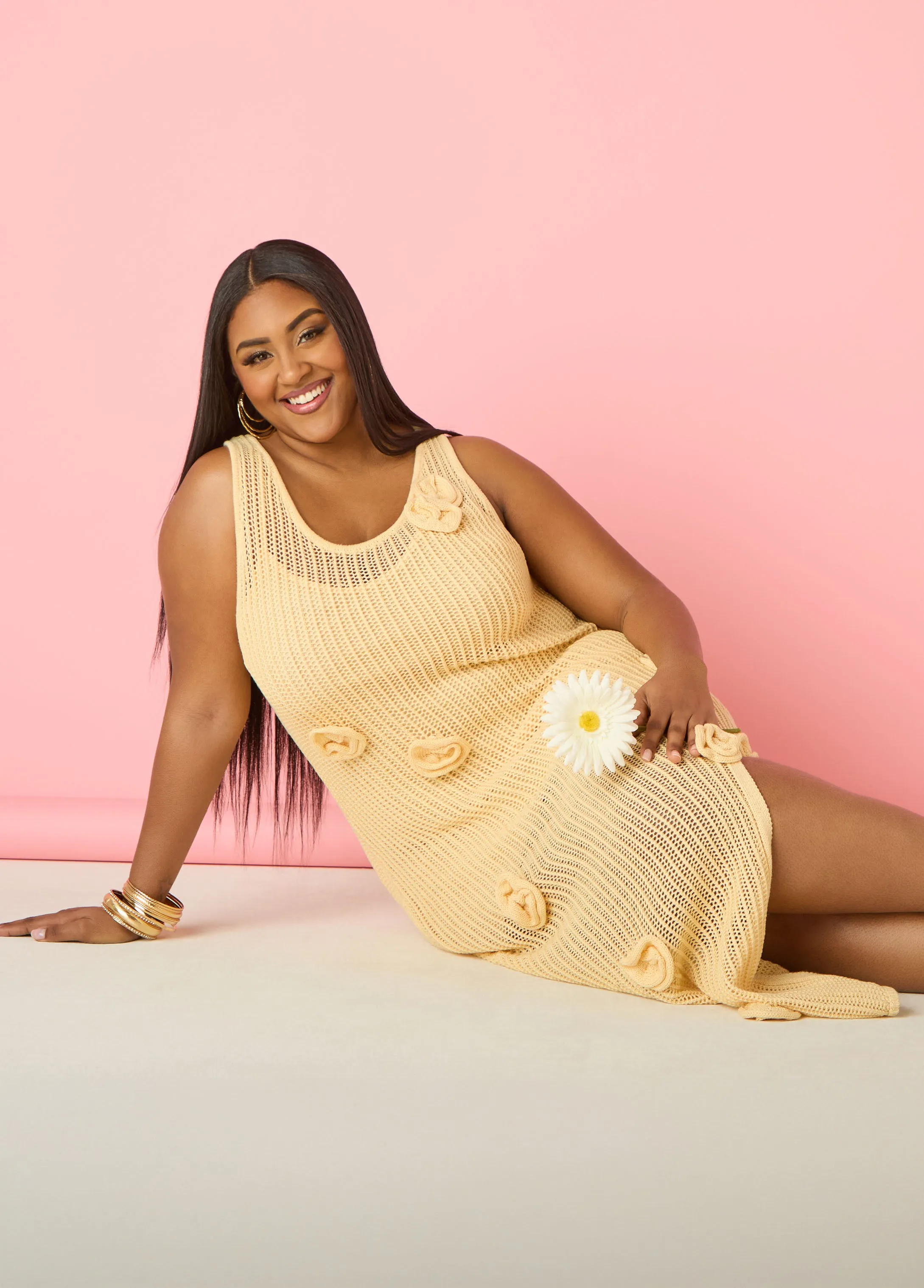Rosette Crochet Maxi Dress sold by Ashley Stewart product image thumbnail 4