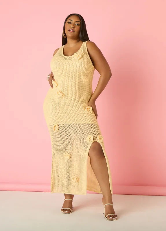 Rosette Crochet Maxi Dress made by Ashley Stewart