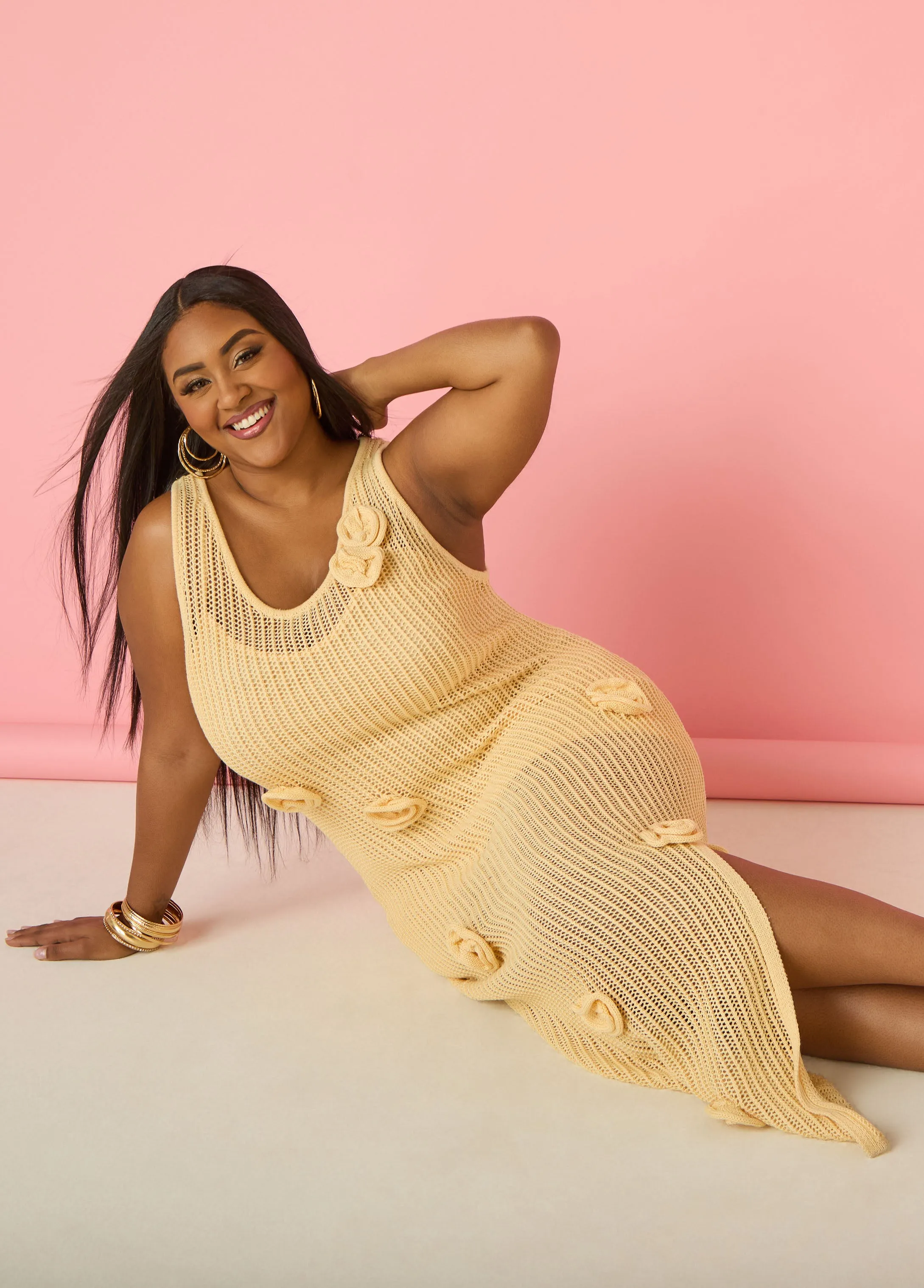 Rosette Crochet Maxi Dress sold by Ashley Stewart product image thumbnail 3