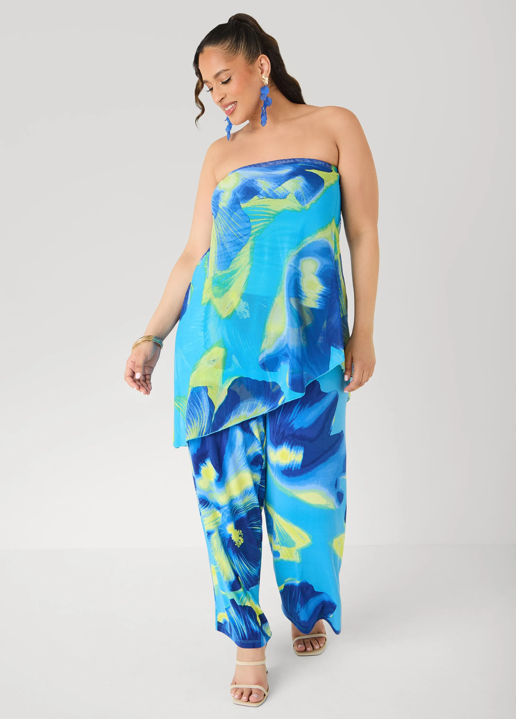 Tropical Asymmetric Mesh Tube Top sold by Ashley Stewart product image thumbnail 4