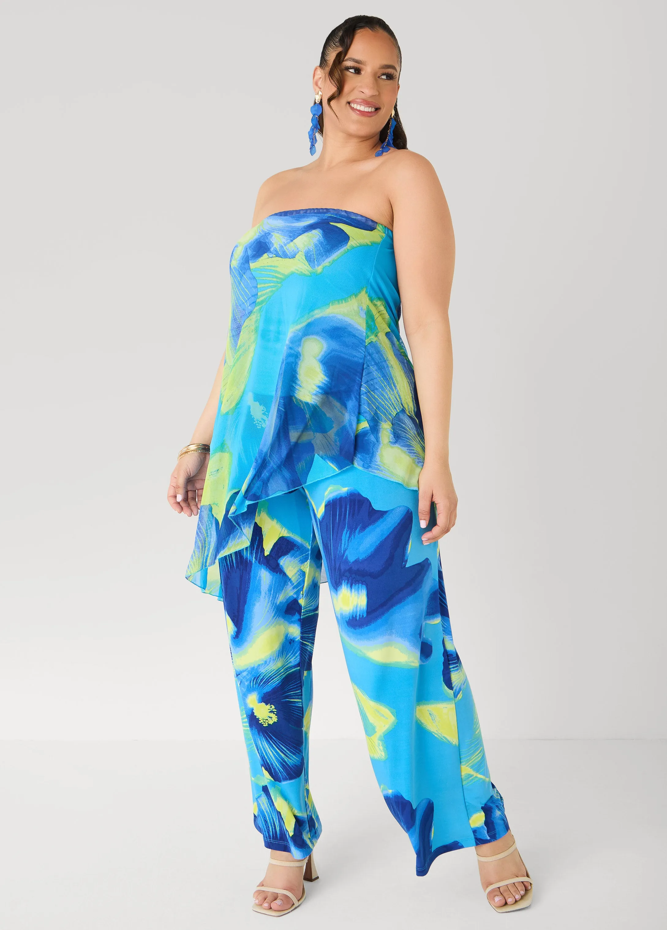 Tropical Asymmetric Mesh Tube Top sold by Ashley Stewart product image thumbnail 3