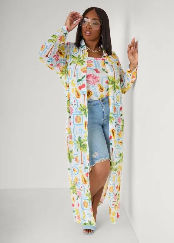 Summer Print Mesh Duster made by Ashley Stewart