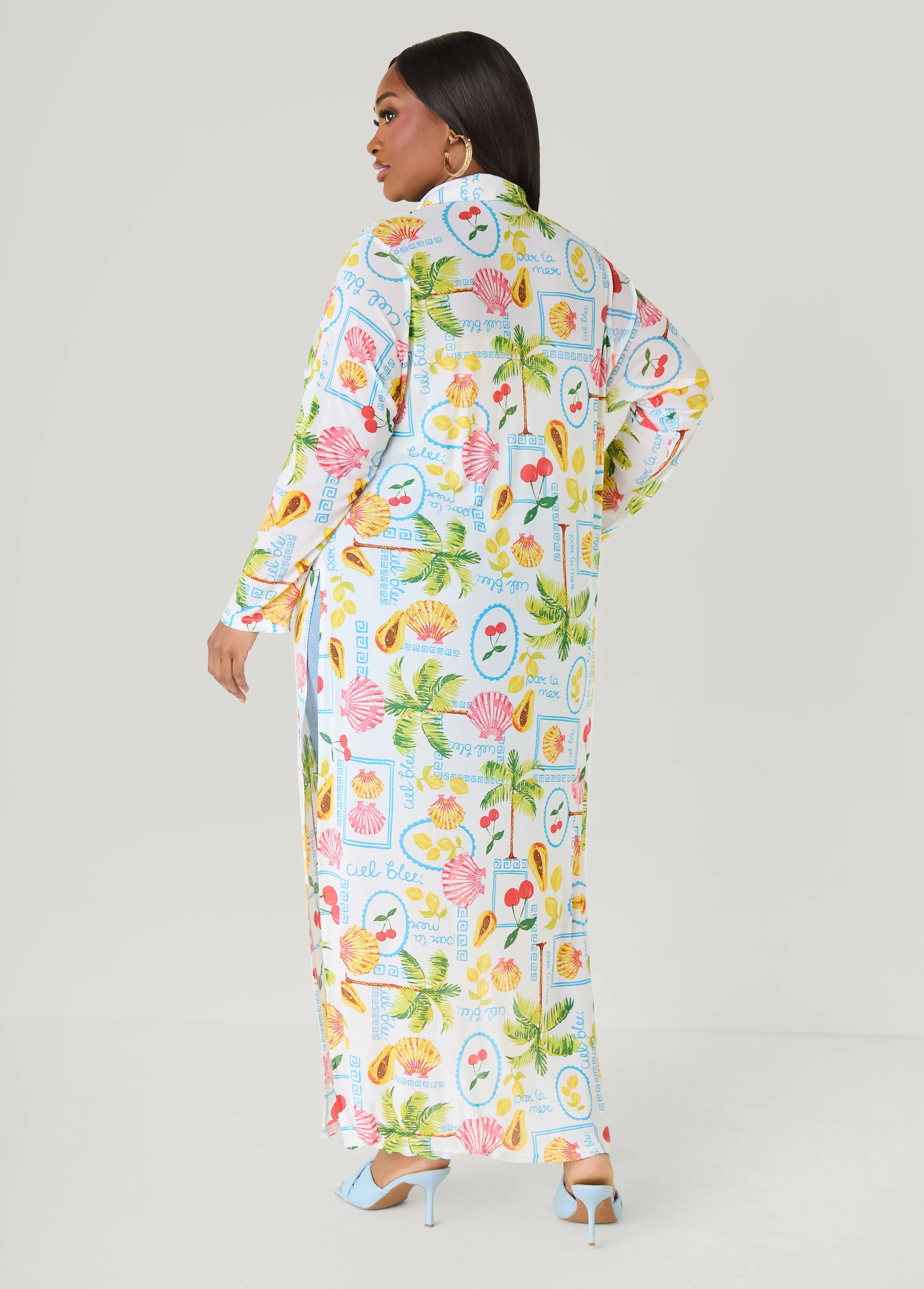 Summer Print Mesh Duster sold by Ashley Stewart product image thumbnail 3