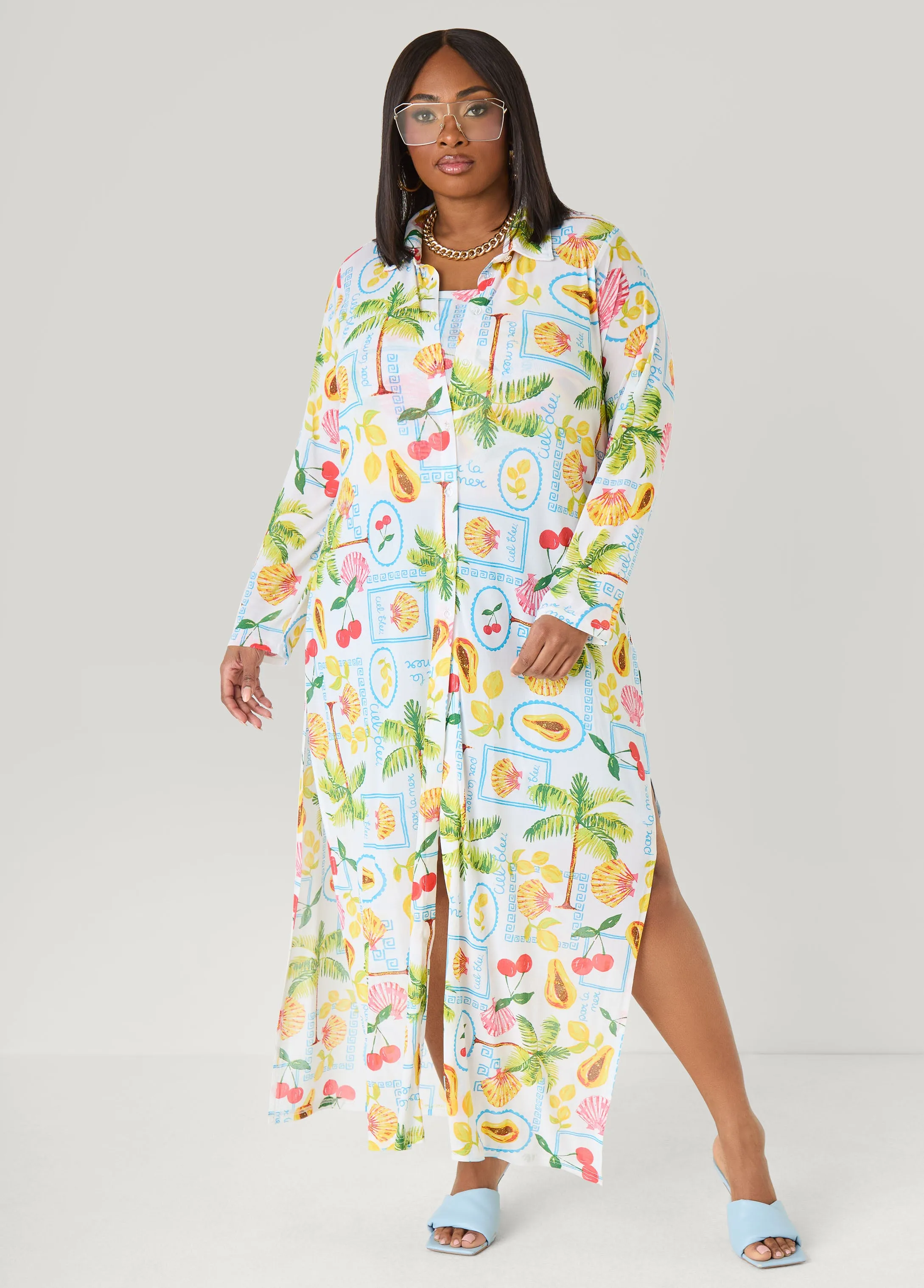 Summer Print Mesh Duster sold by Ashley Stewart product image thumbnail 2