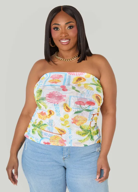 Summer Print Mesh Tube Top made by Ashley Stewart