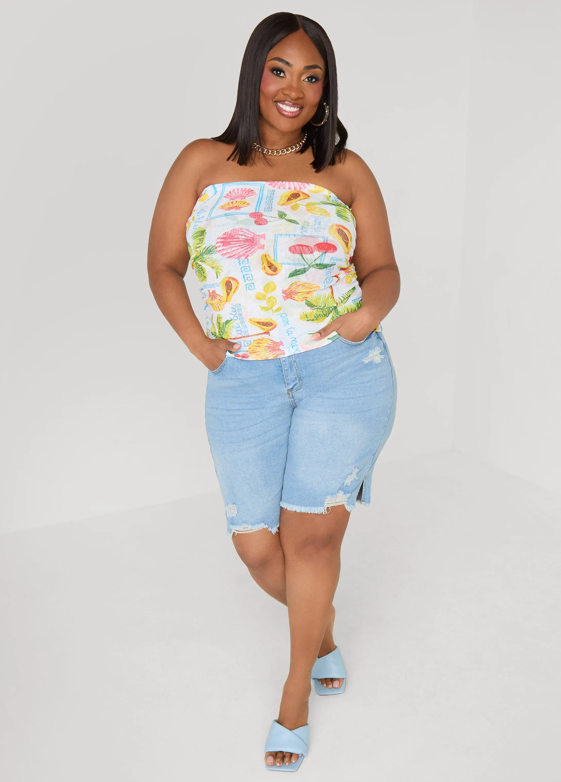 Summer Print Mesh Tube Top sold by Ashley Stewart product image thumbnail 3