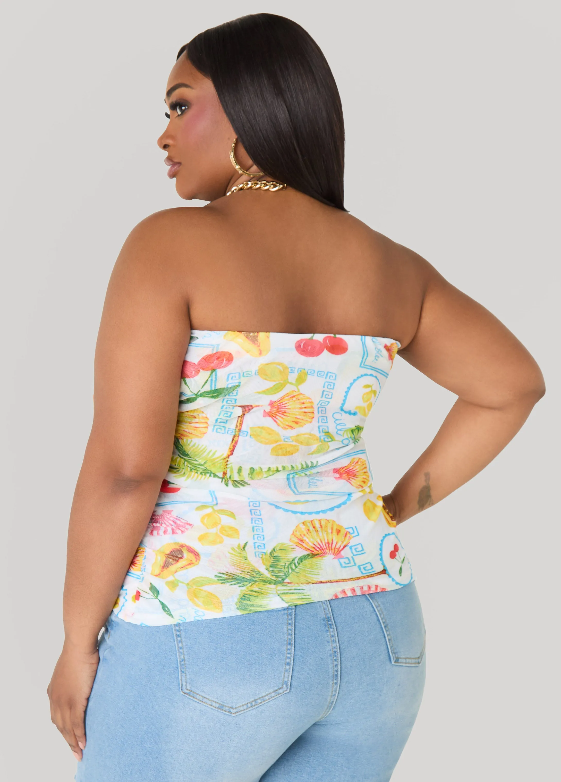 Summer Print Mesh Tube Top sold by Ashley Stewart product image thumbnail 2