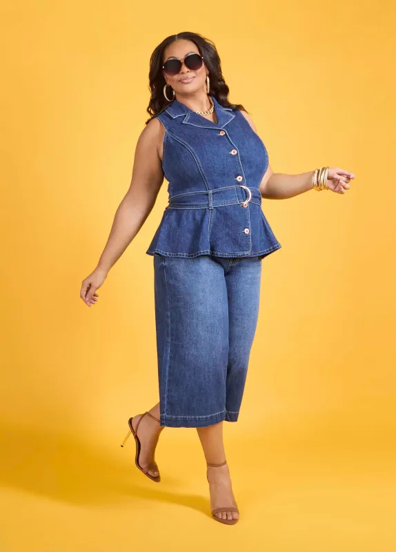 Wide Leg Denim Capris made by Ashley Stewart