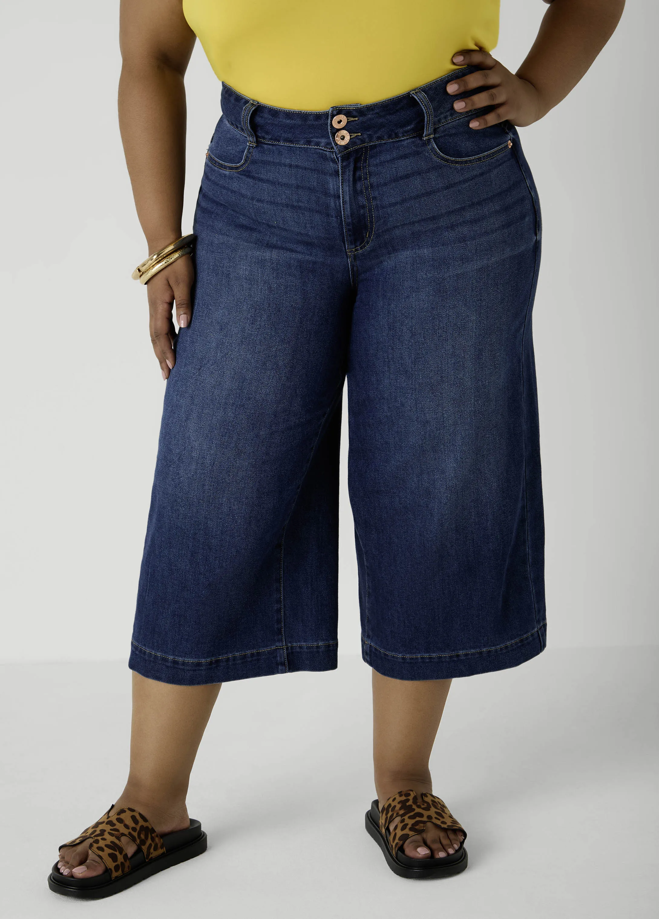 Wide Leg Denim Capris sold by Ashley Stewart product image thumbnail 3