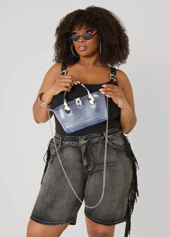 Cow Print Trimmed Clear Bag made by Ashley Stewart