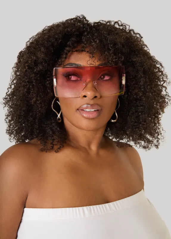 Rimless Gradient Shield Sunglasses made by Ashley Stewart