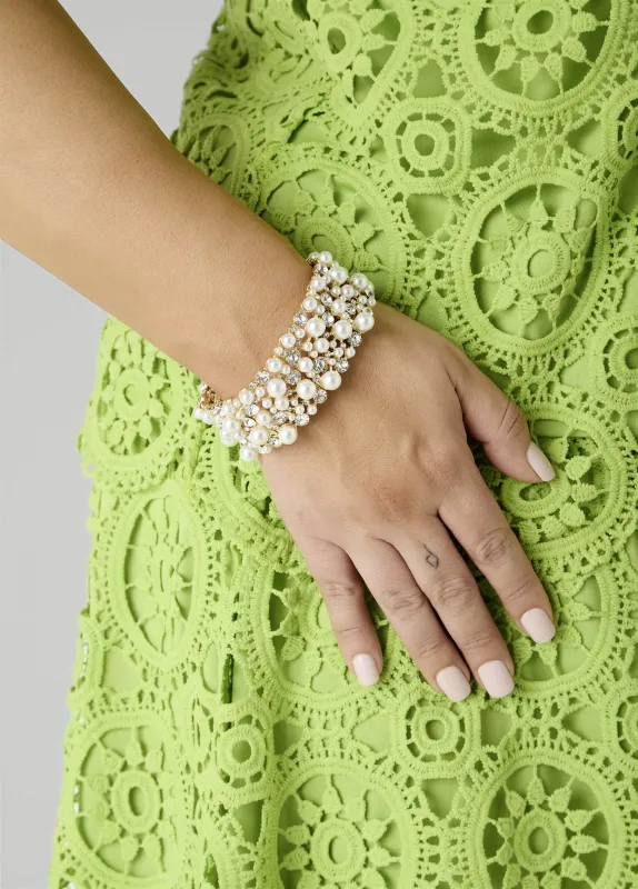 Crystal And Faux Pearl Bracelet made by Ashley Stewart