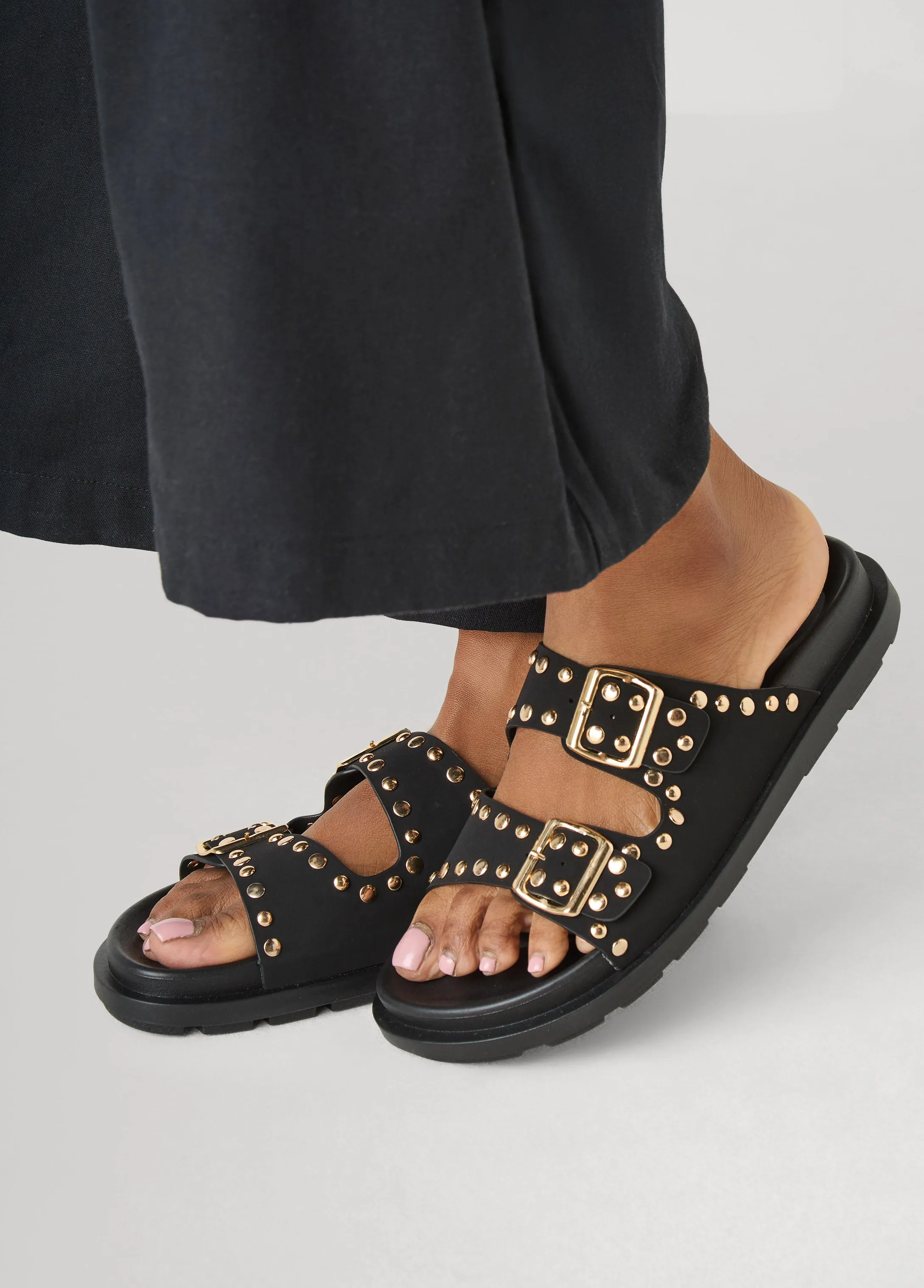 Studded Buckled Slide Sandals sold by Ashley Stewart product image thumbnail 3